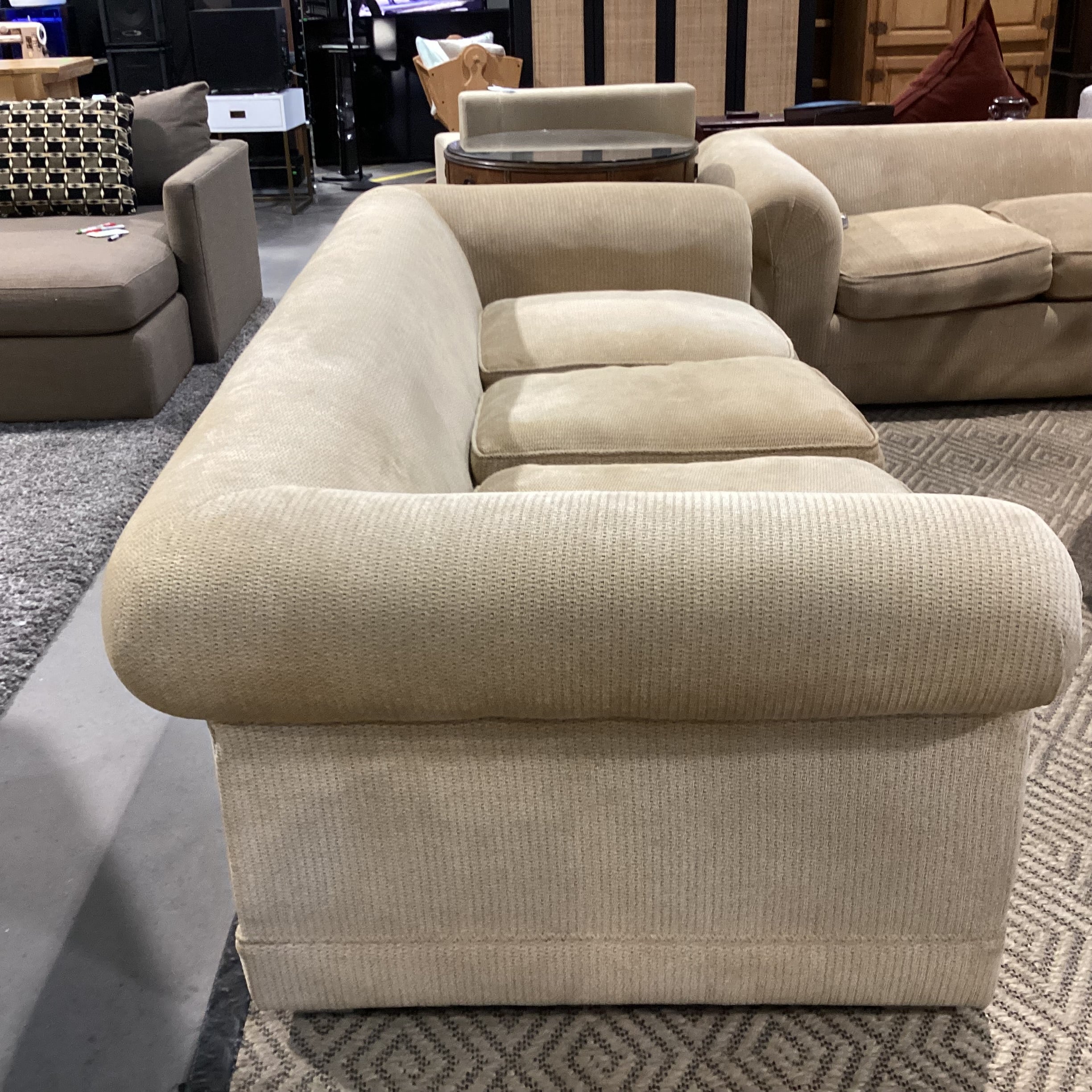 Golden Chenille Woven Roll Arm & Back Sofa 97"x 42"x 29"