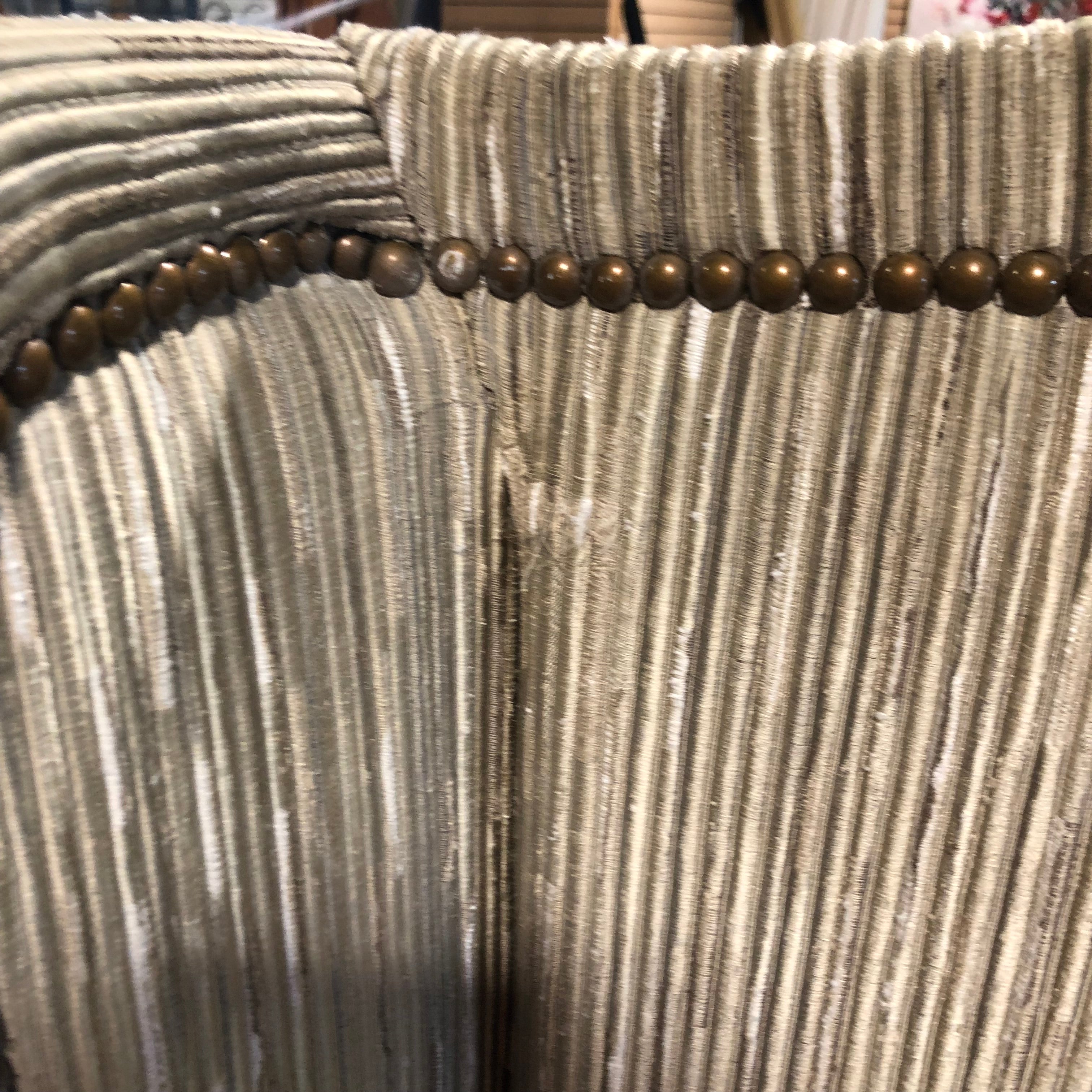King Ralph Lauren Solid Wood Light Finish Wood Bed Set with Ribbed Fabric & Nailhead 91"x 81"x 55.5"