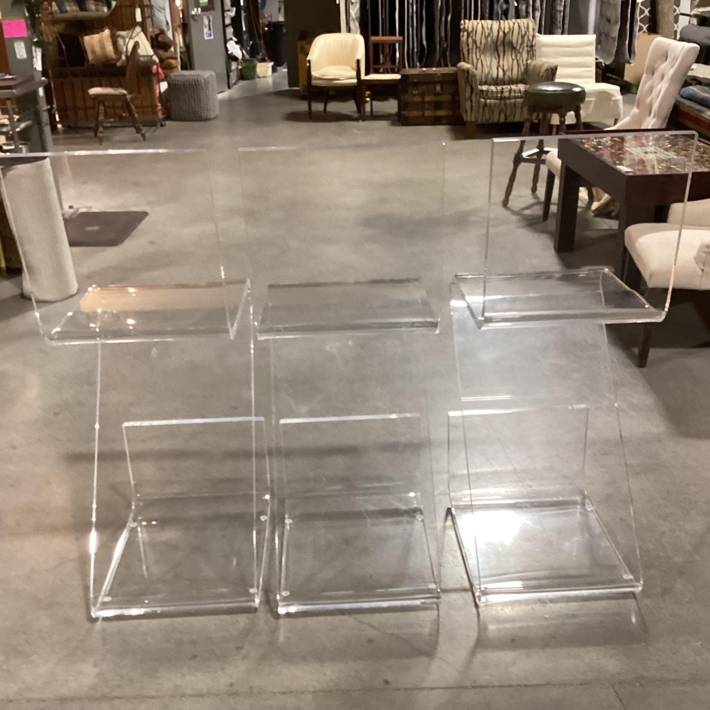 SET of 3 Z Shape High Back Thick Acrylic with Footrest Barstools 29.5"