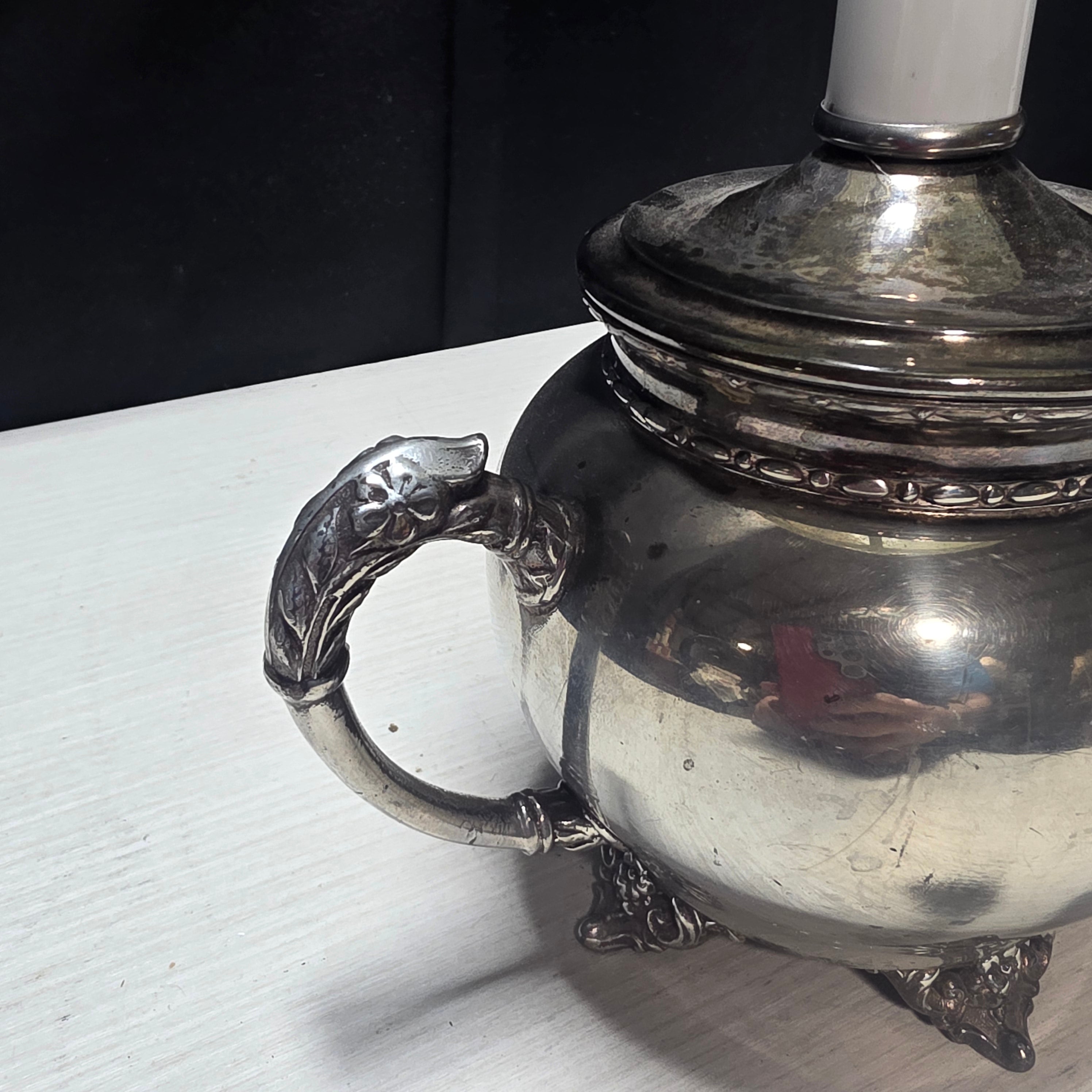 Adorable Mini Metal Repurposed Sugar Dish Table Lamp 7"x5"x12"