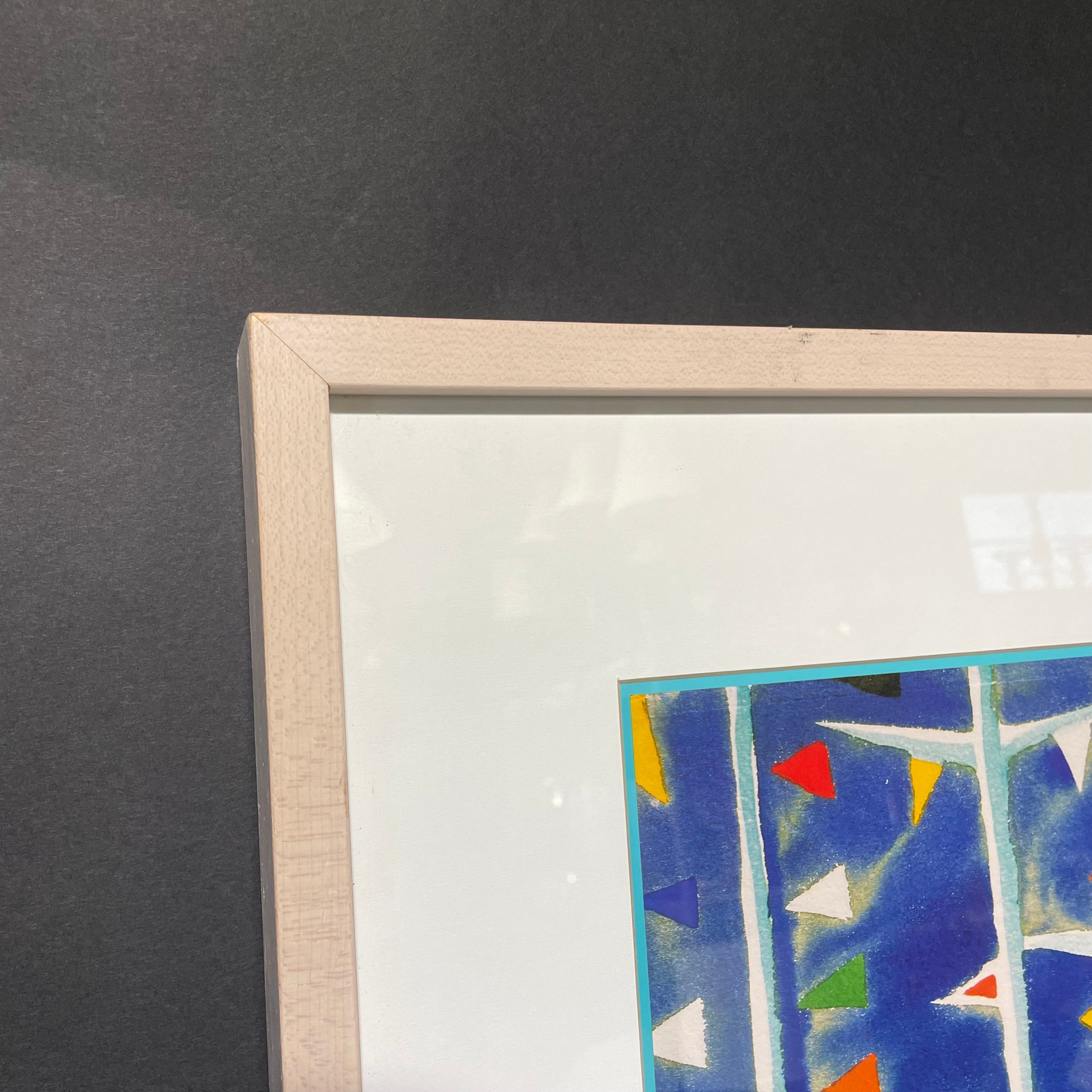 Ian Tremewen "Boats 'N The Harbour" Print In Light Wood Frame 37" x 30"