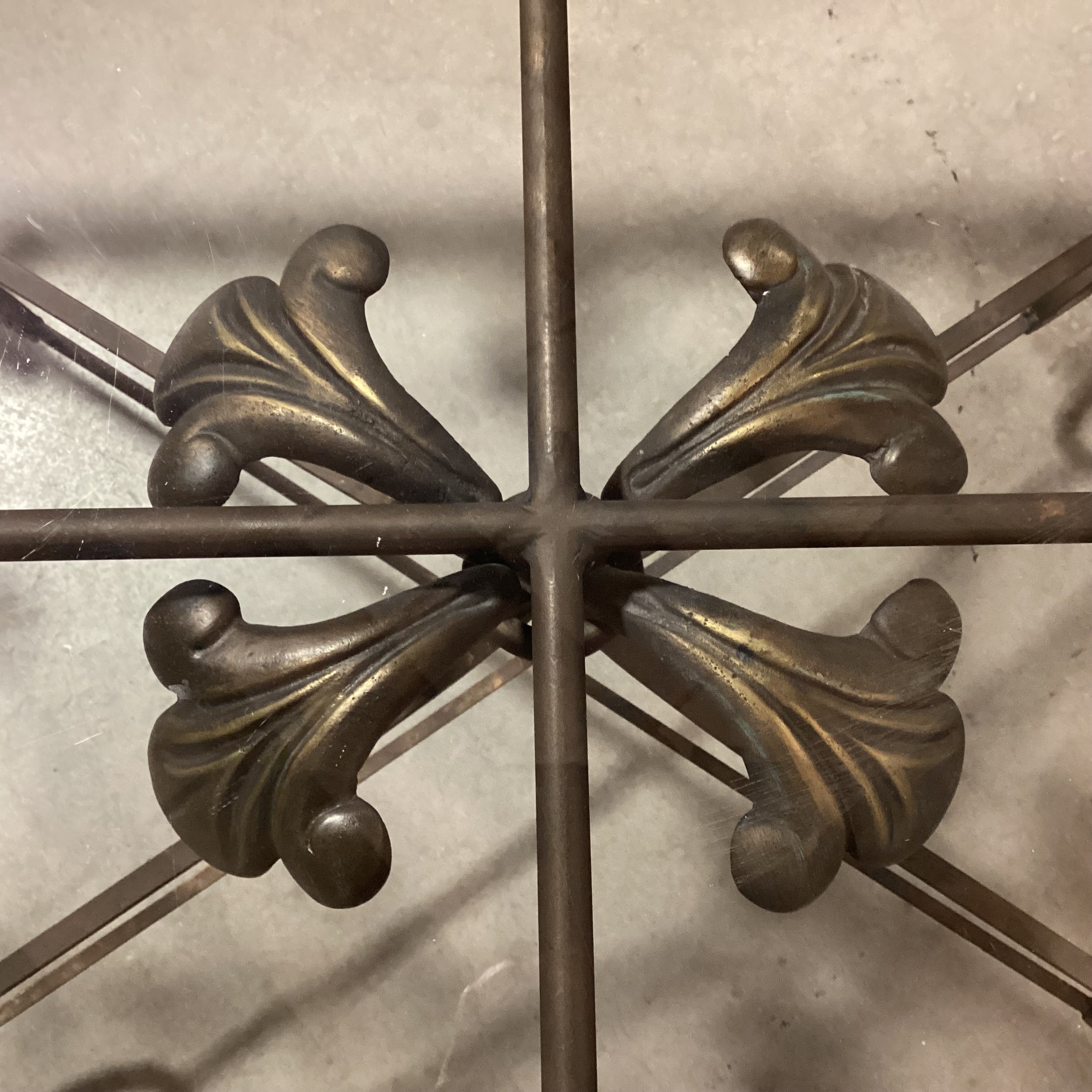 Ornate Iron & Brass Leaf with Beveled Glass Top 57.5"x 41.5"x 25"