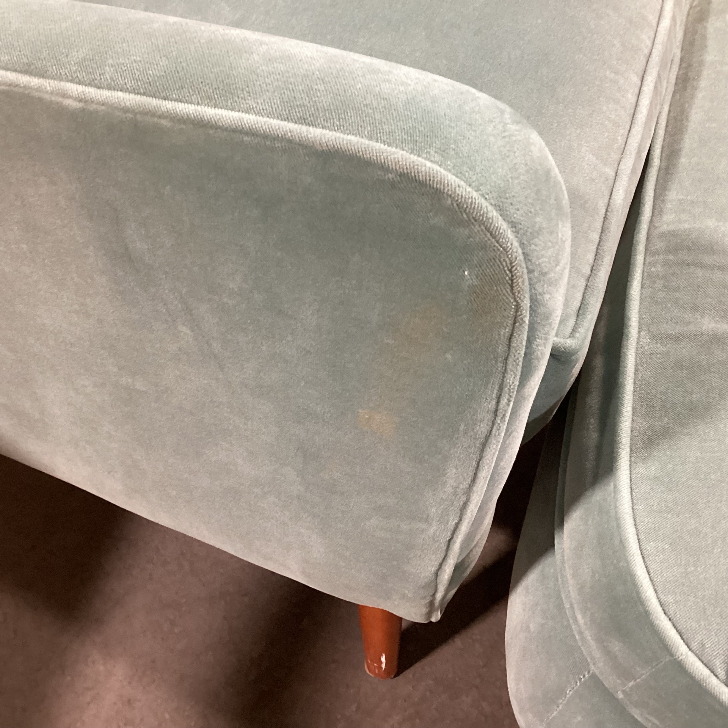 Room & Board Quinn Mid Century Style Seafoam Velvet with Ottoman Chair 30"x 34"x 34'