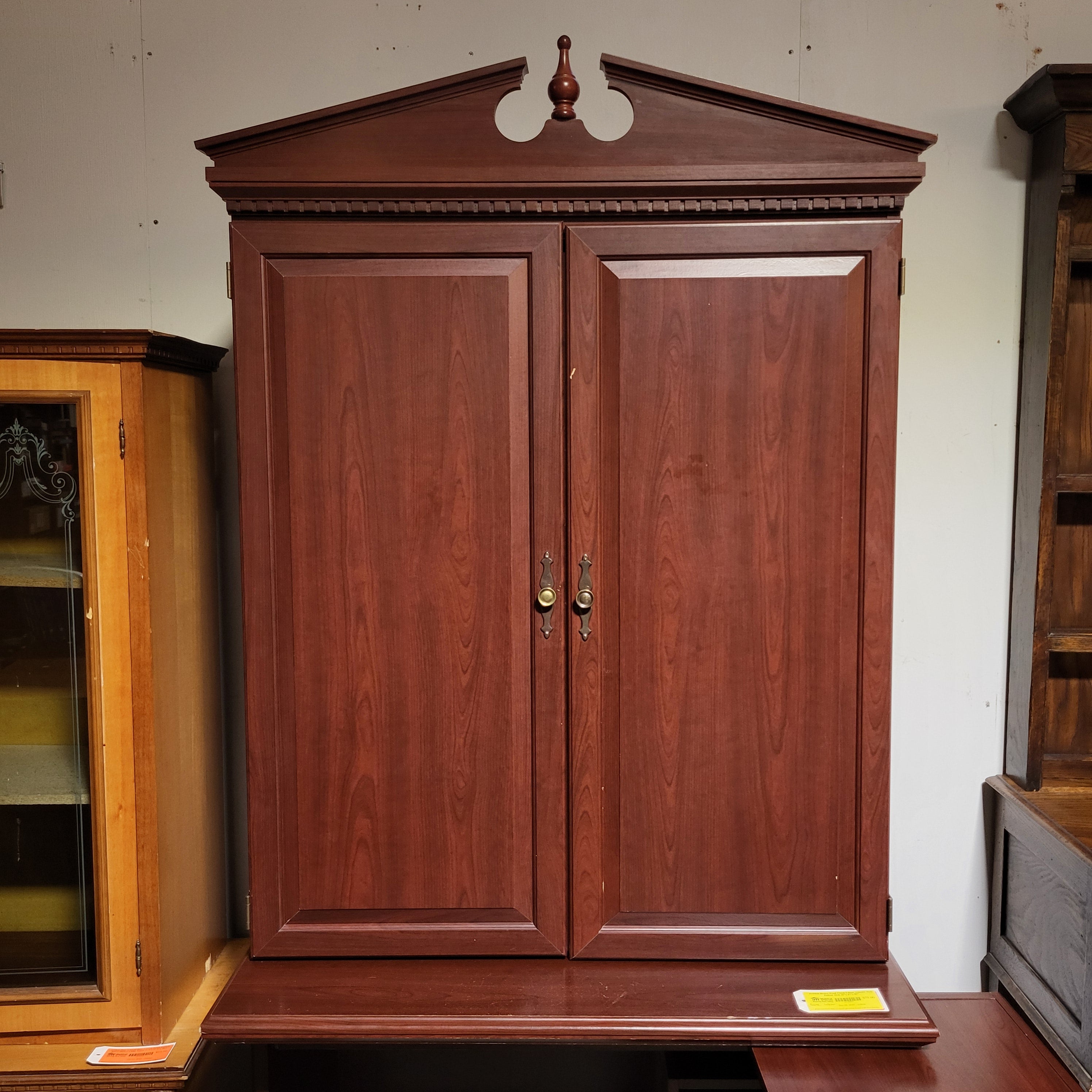 Reddish Brown Wood Finish 2 Door Armoire Style Pullout Desk 41"x 27"x 82"