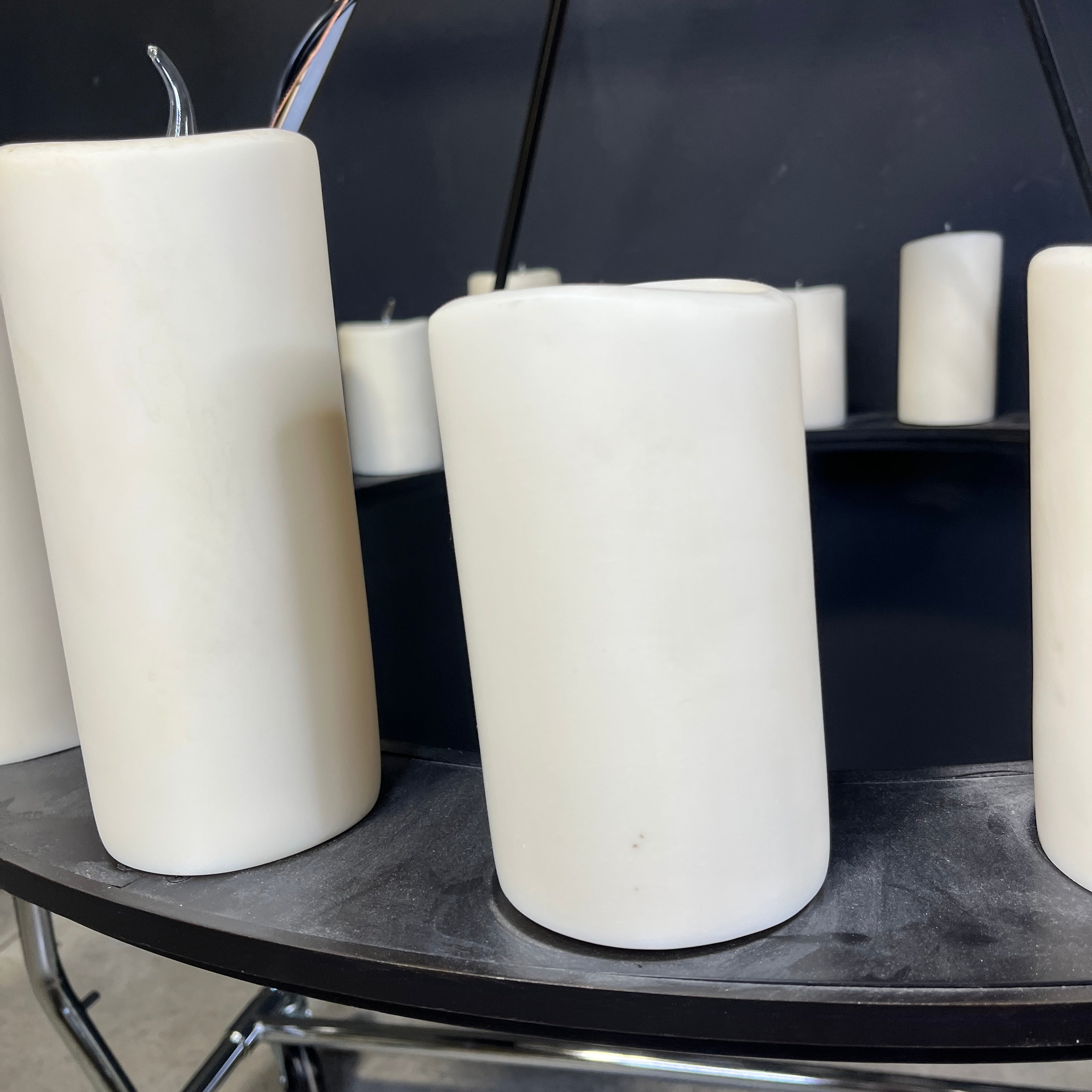 Restoration Hardware 20-Light Oil Rubbed Bronze with Faux Candle Shades Chandelier 40” Diameter x 28”