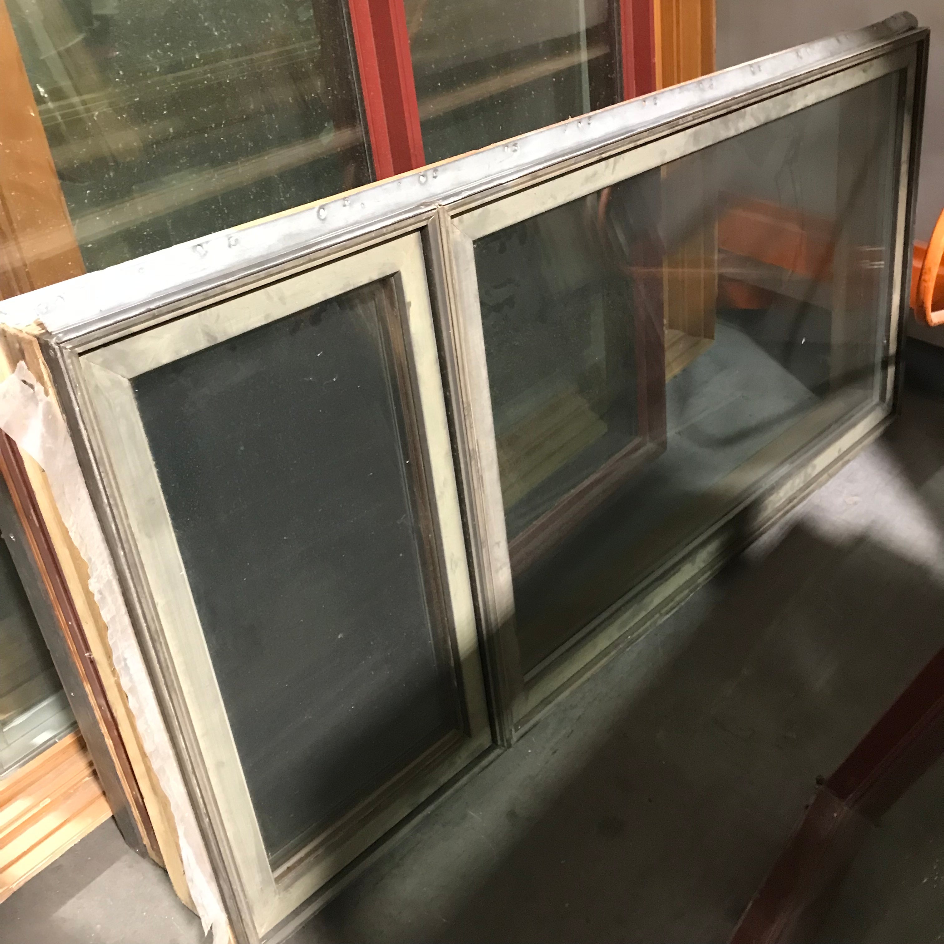 80"x 37"x 8" Brown Metal Clad 1 FIXED and Single Casement Exterior Window