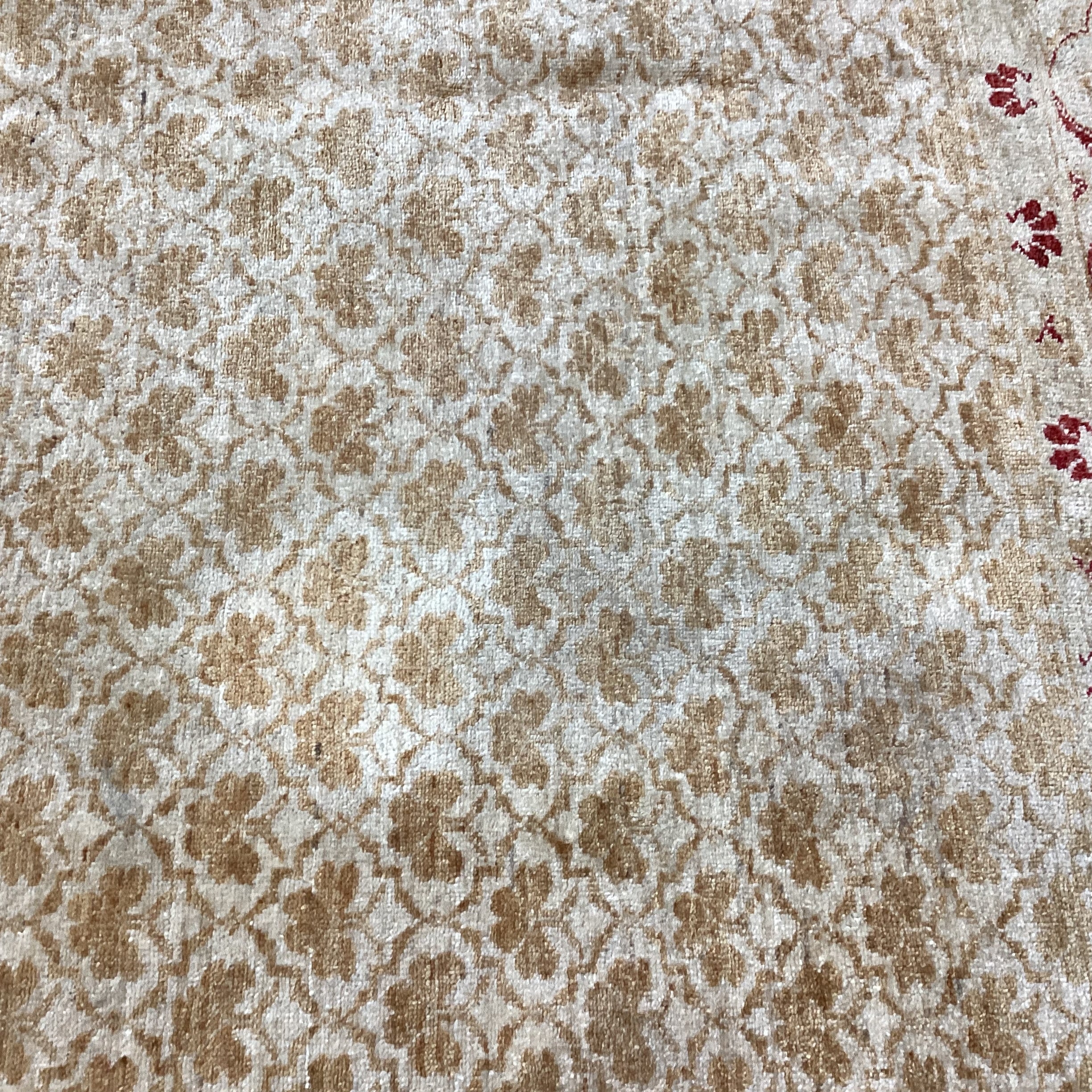 Cream Gold Rust Hand Woven Wool Rug 7'7" x 9'8"
