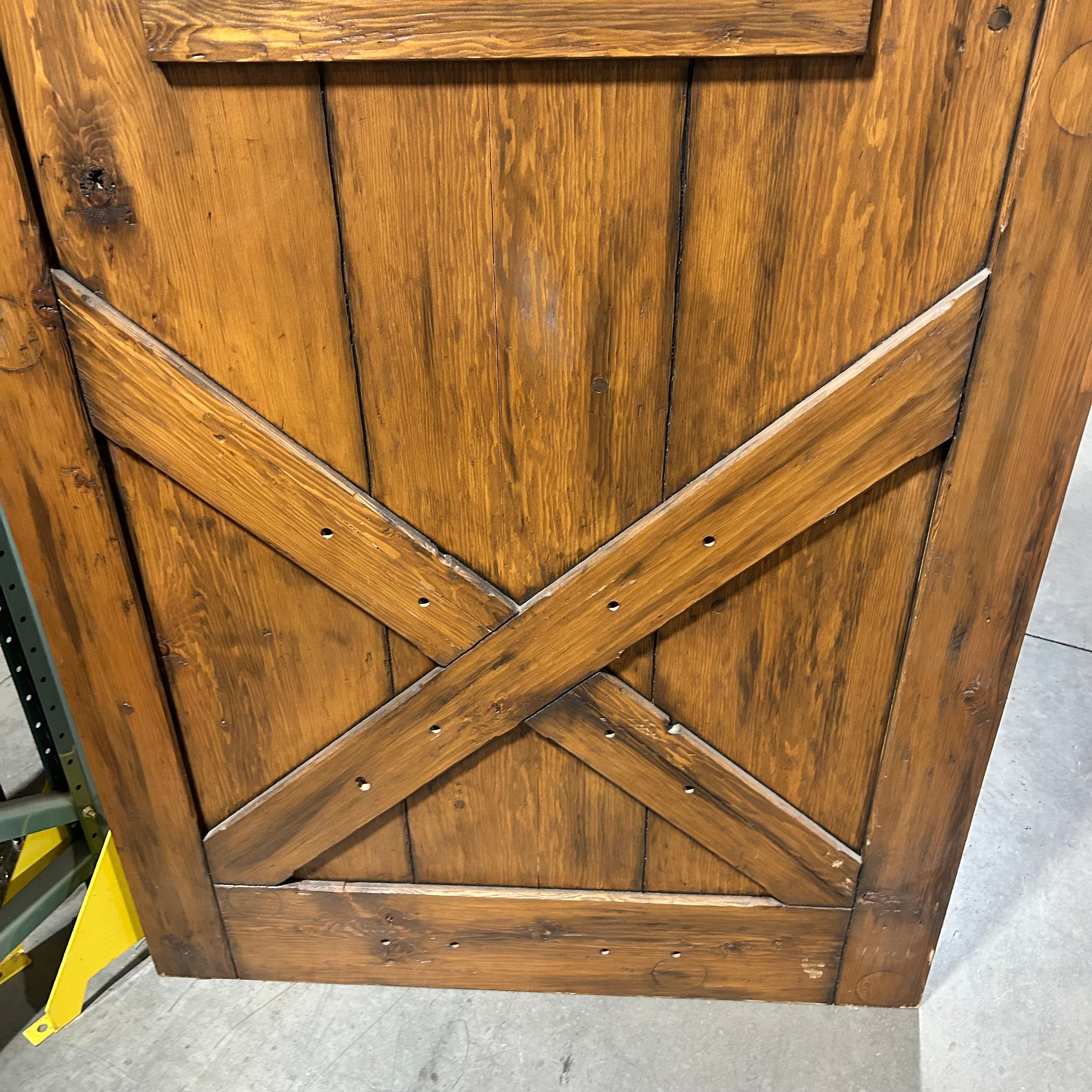 45"x 79"x 2" Brown Rustic Singel 4 Pane Window with Iron Accents