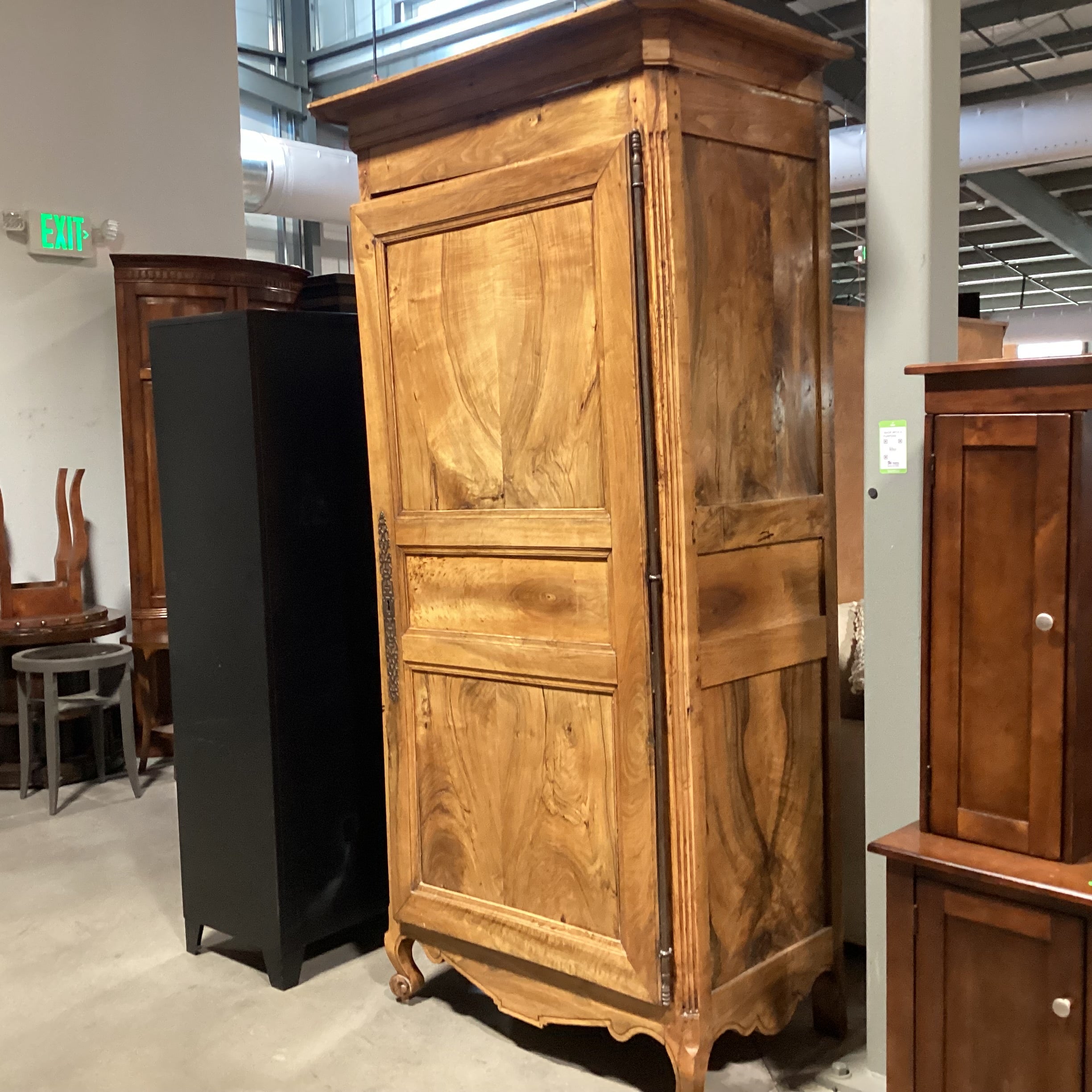 Antique Carved Wood 1 Door Armoire 48"x 29"x 90"