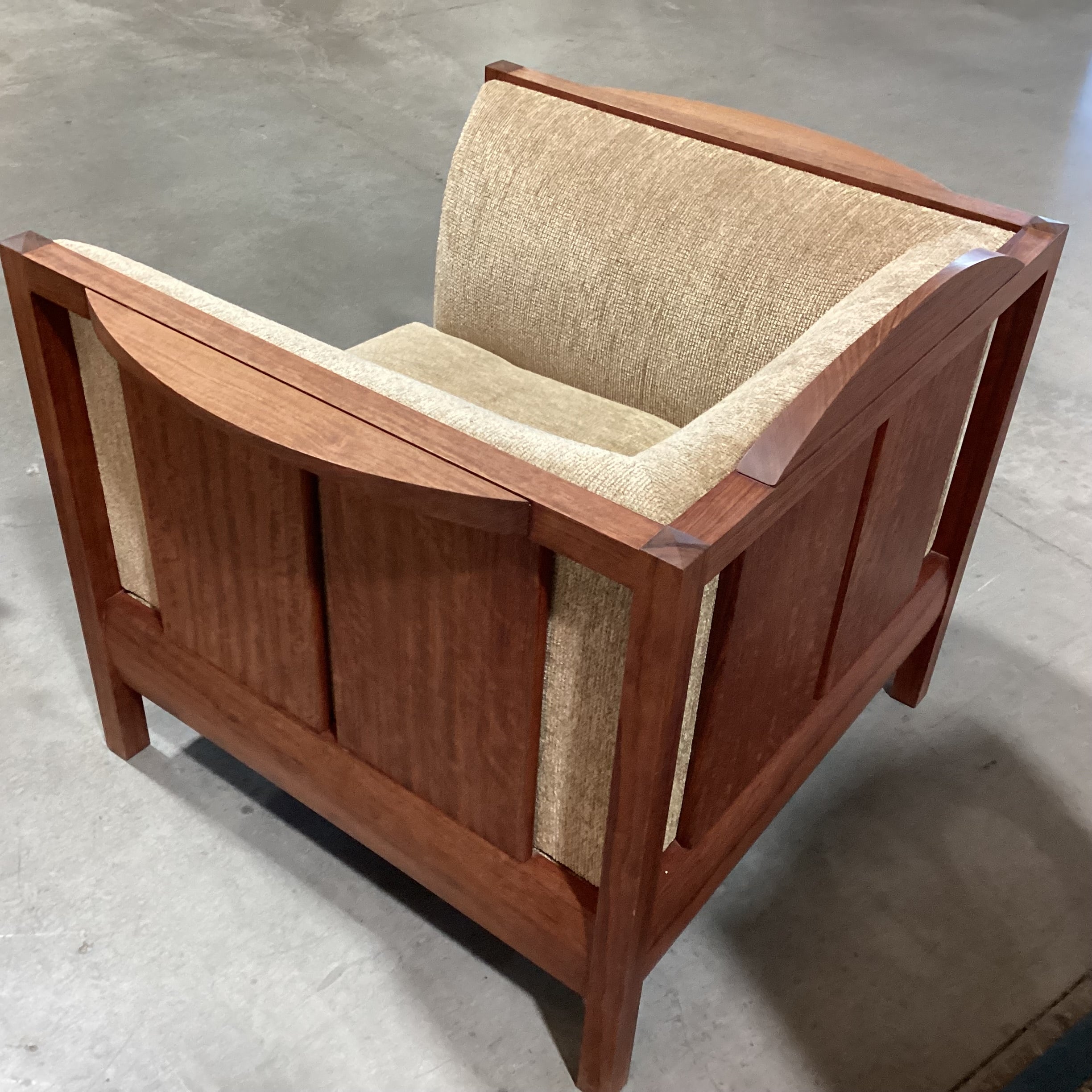 Arts & Crafts Mission Style Stickley Like Solid Cherry Woven Down Mix with Ottoman Chair 39.5"x 34"x 33"