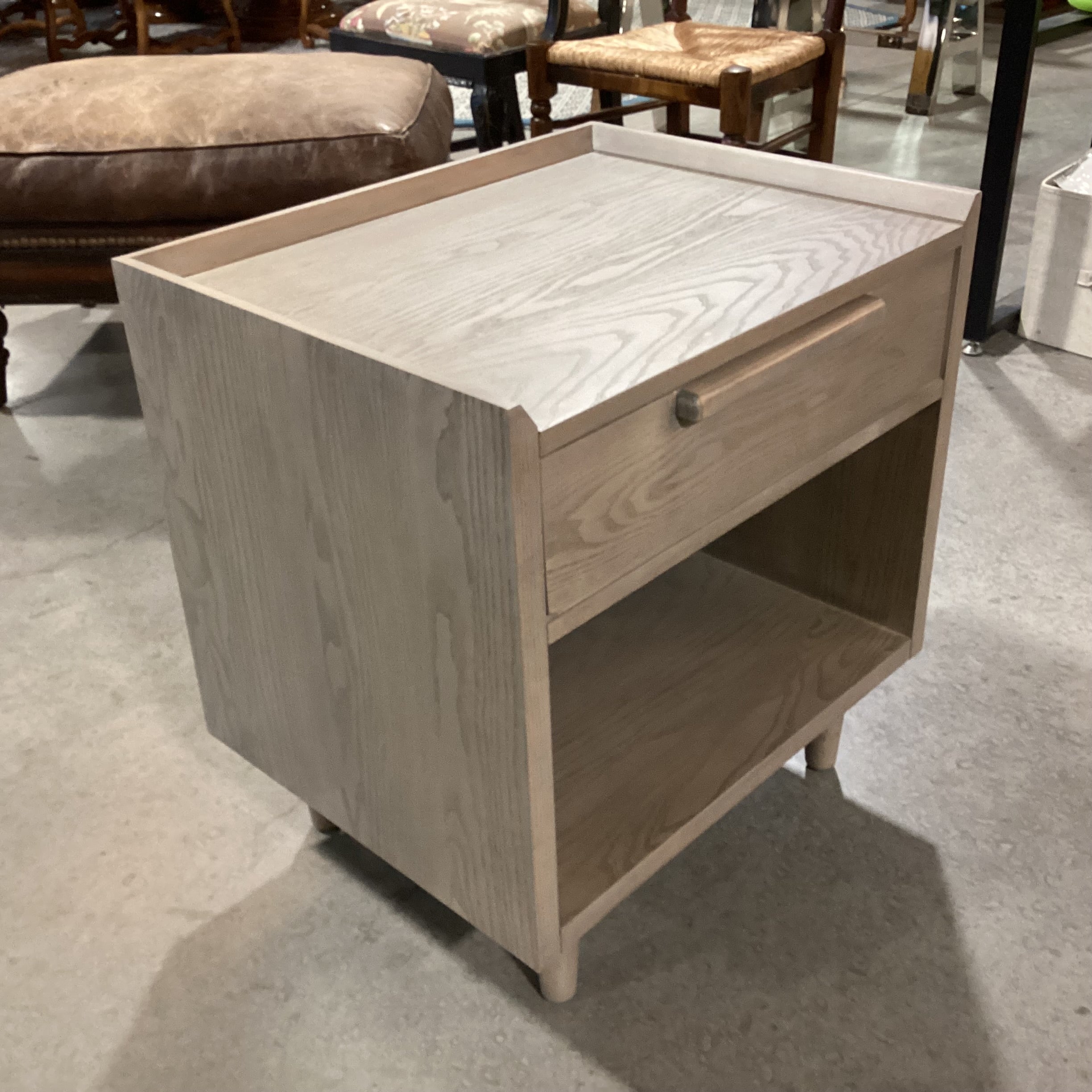Crate & Barrel Tate Stone Grey Oak 1 Drawer Nightstand 23"x 18.5"x 25"