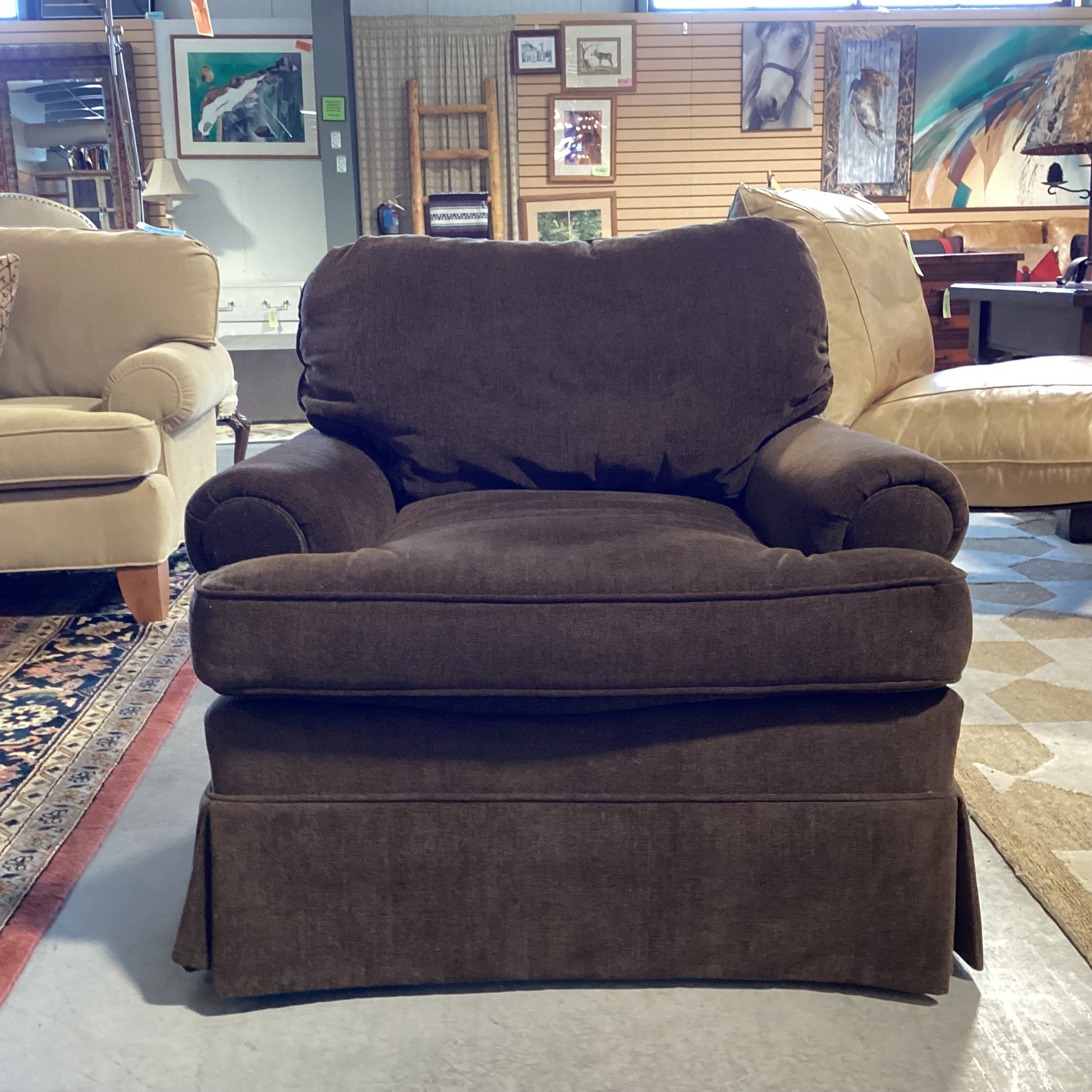 Custom Brown Upholstered & Down Mix Chair 36"x 36"x 32"