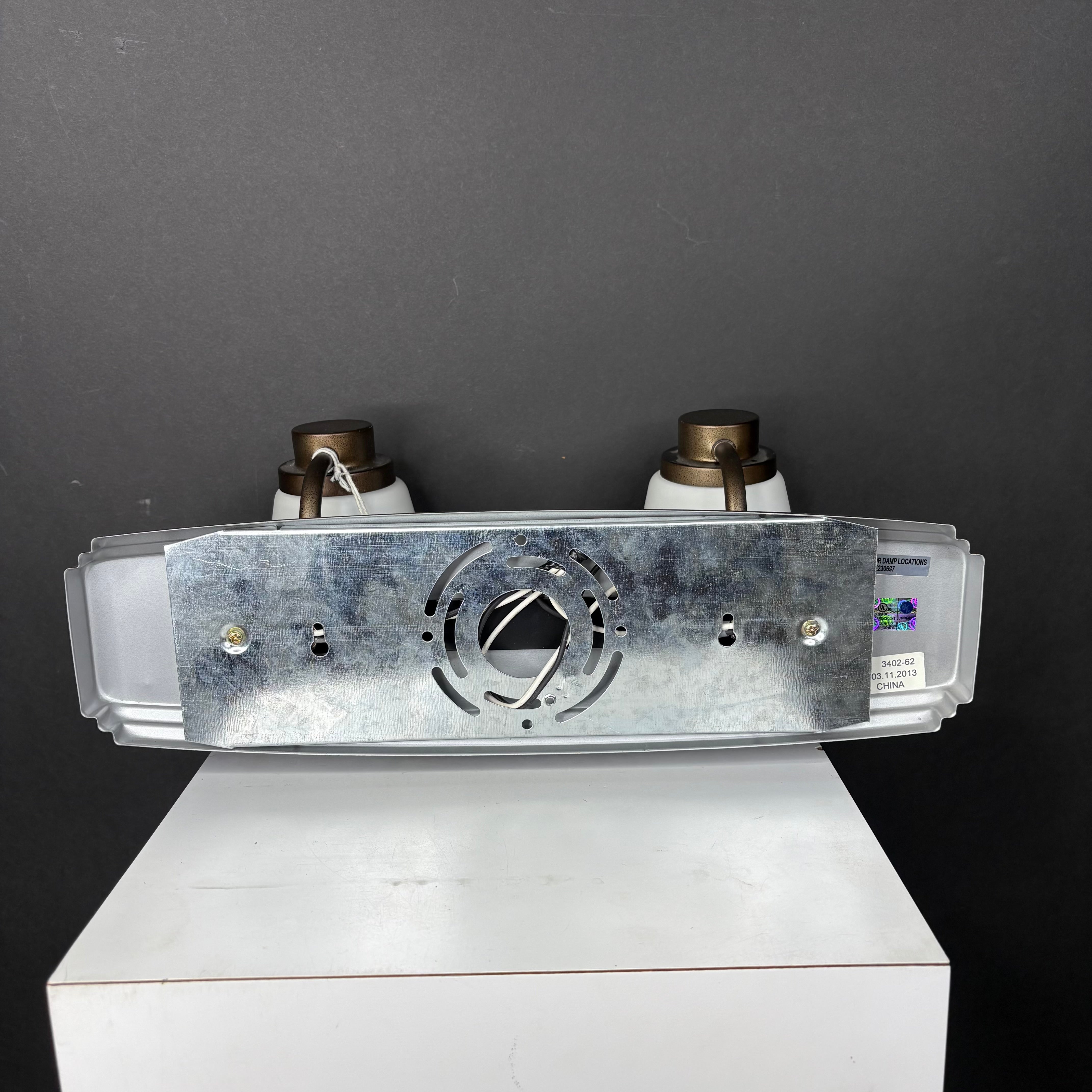 Dolan Lighting 2-Light Bronze with Milk Glass Shades Vanity Wall Sconce 16”x 6.5”x 6.5”