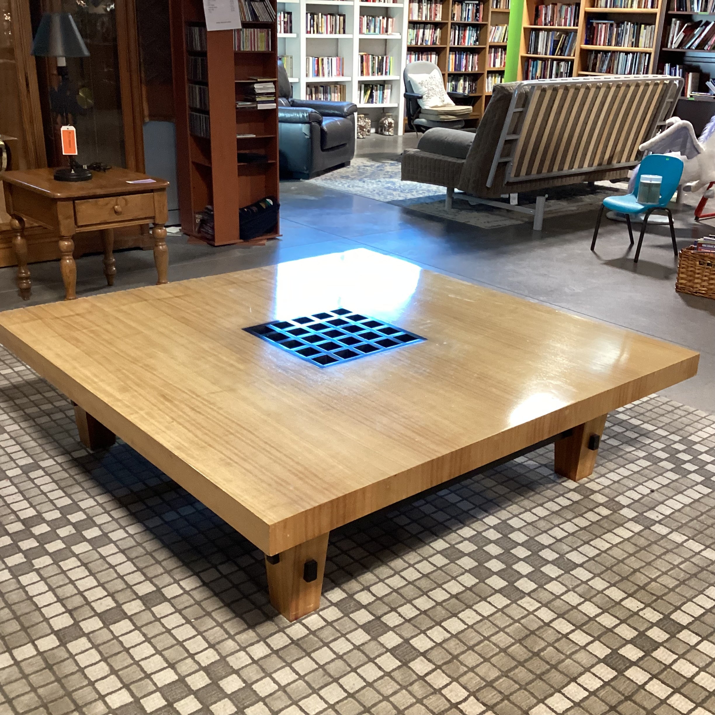 Berman Rosetti 2 Tone Finished Wood with Grid Center Zen Coffee Table 60"x 60"x 16"