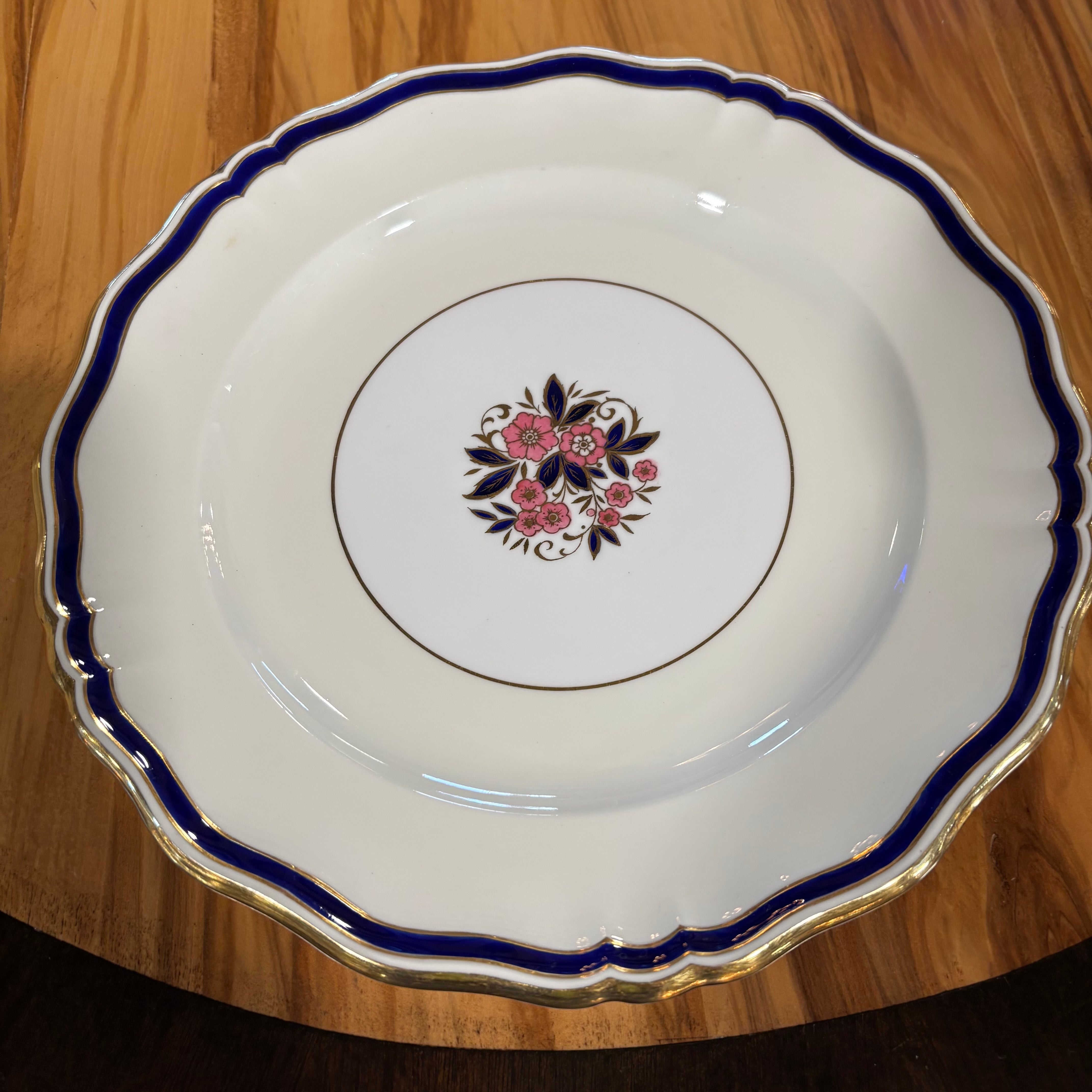 Antique Set of 18 Made For Tiffany's Minton Cobalt Blue, Gold Encrusted Rim  #4345 Bone China  Dinner Plates, 10.5" Each