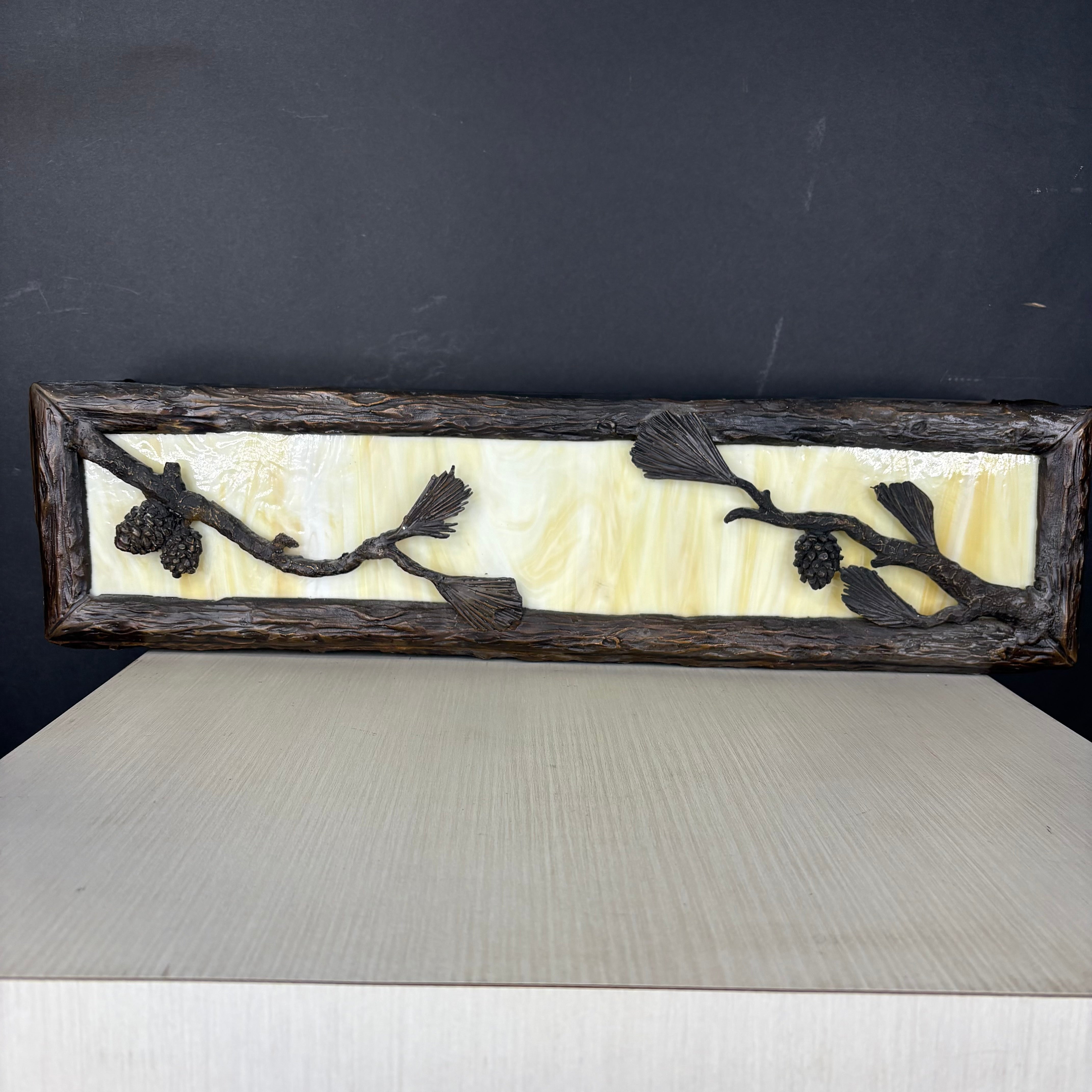 Luna Bronze 2-Light Bronze Metal Pinecone and Honey Glass Wall Sconce 24.5”x 6”x 6.6”