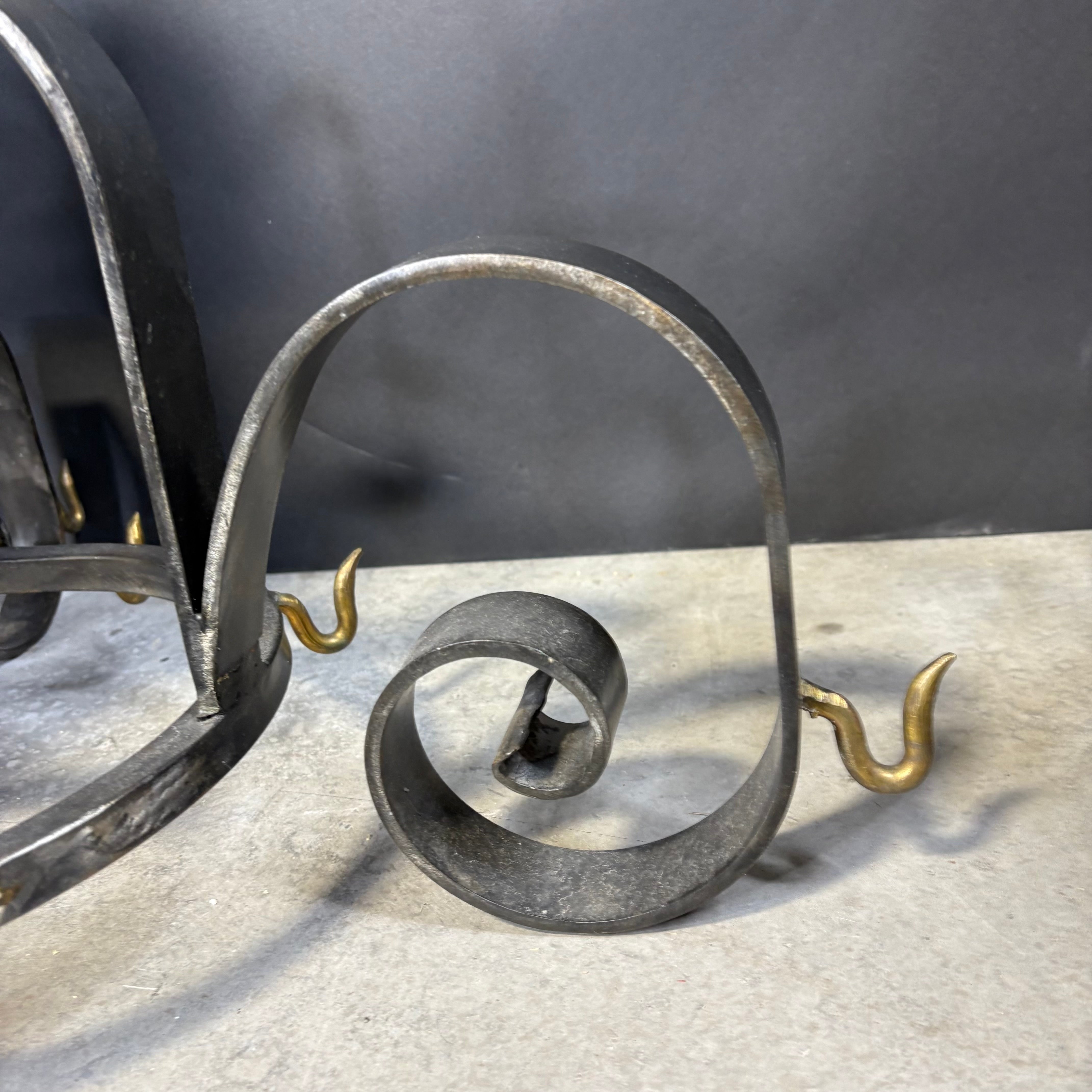 Hand Forged 2-Light Gun Metal Iron Pot Rack Chandelier 57”x 36”x 32”
