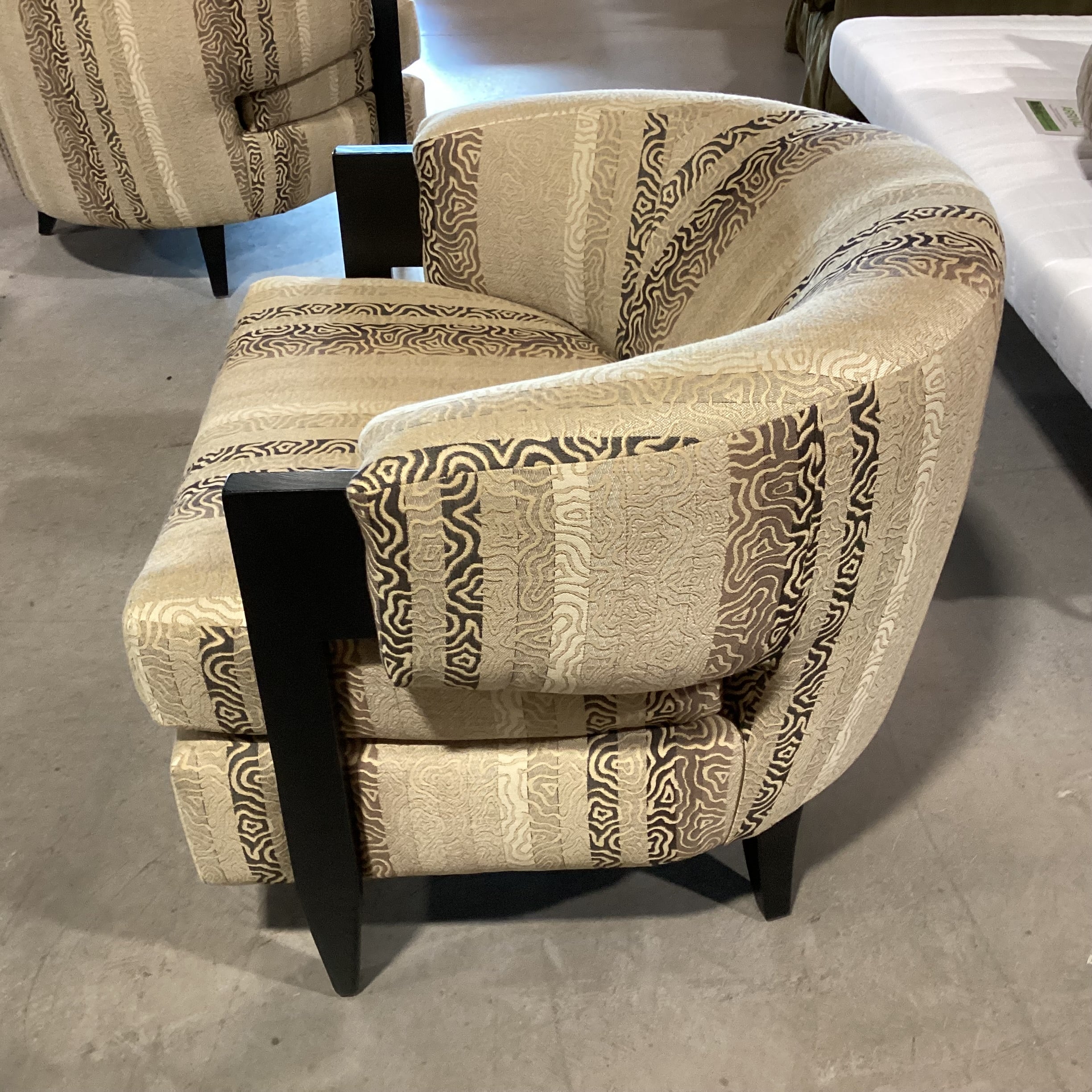 Interlude Home Kelsey Gold & Browns Design & Dark Finish Wood Modern Curve Back Chair 37"x 35"x 31"