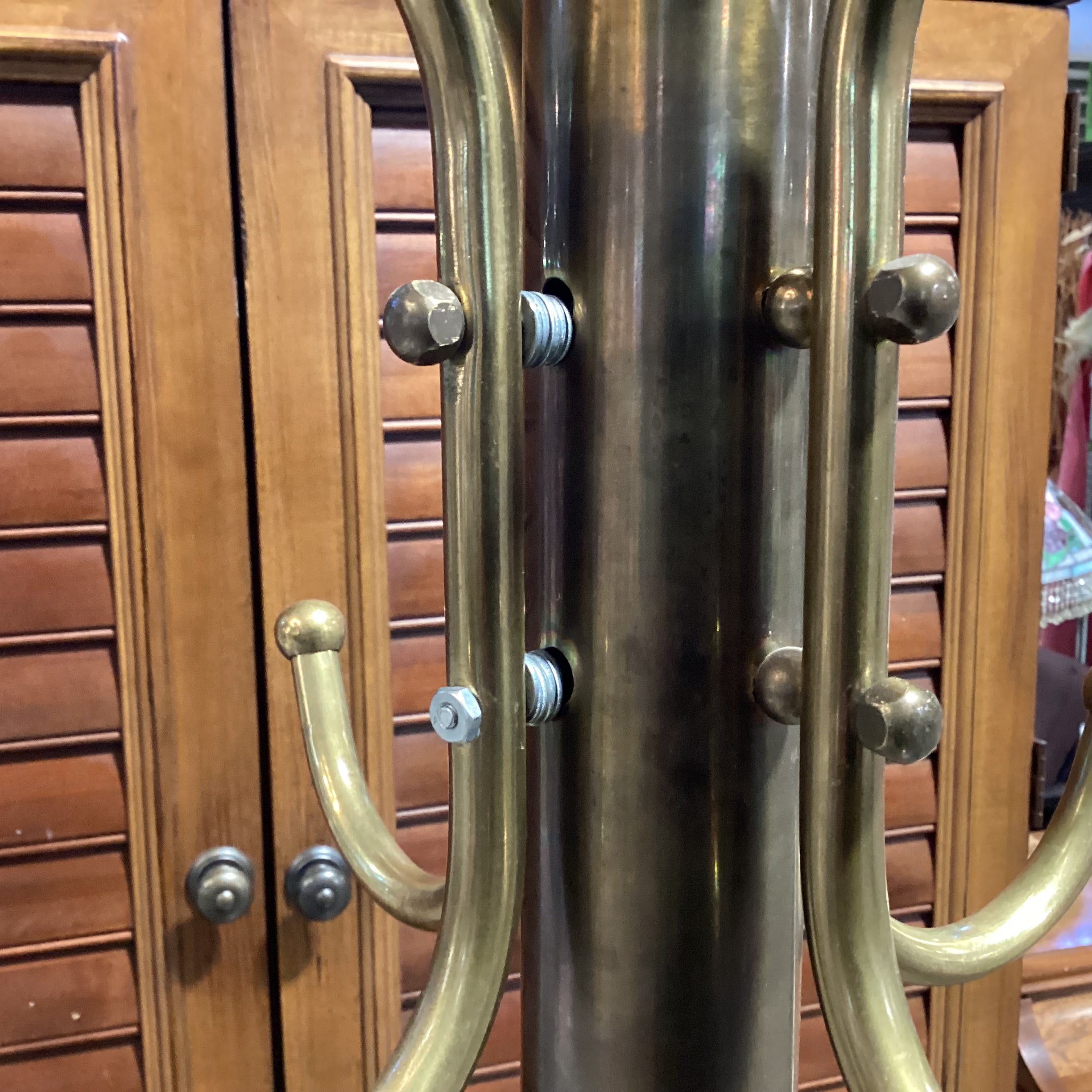 Antique Brass Coat Rack 26" Diameter x 74"
