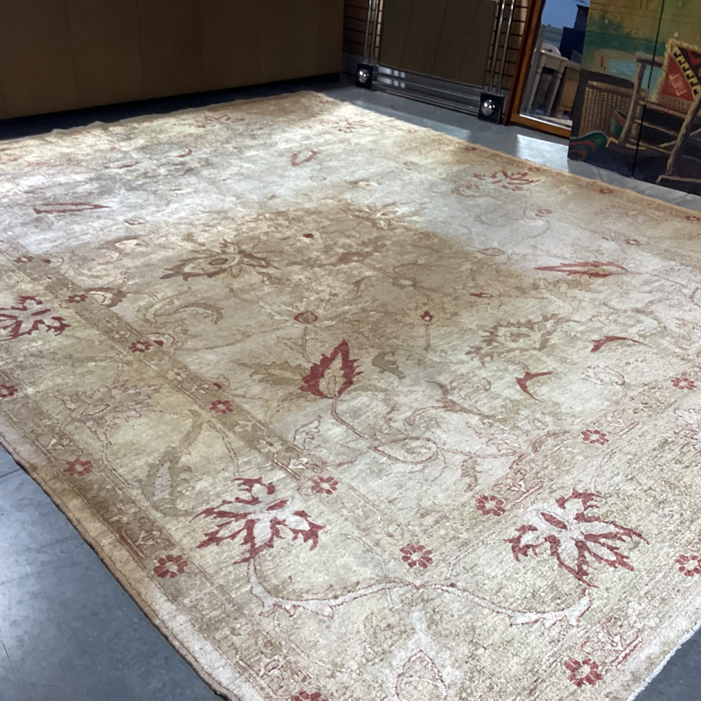Gold Tan Rust Hand Woven Silky Tufted Wool Rug 10'1"x 13'4"