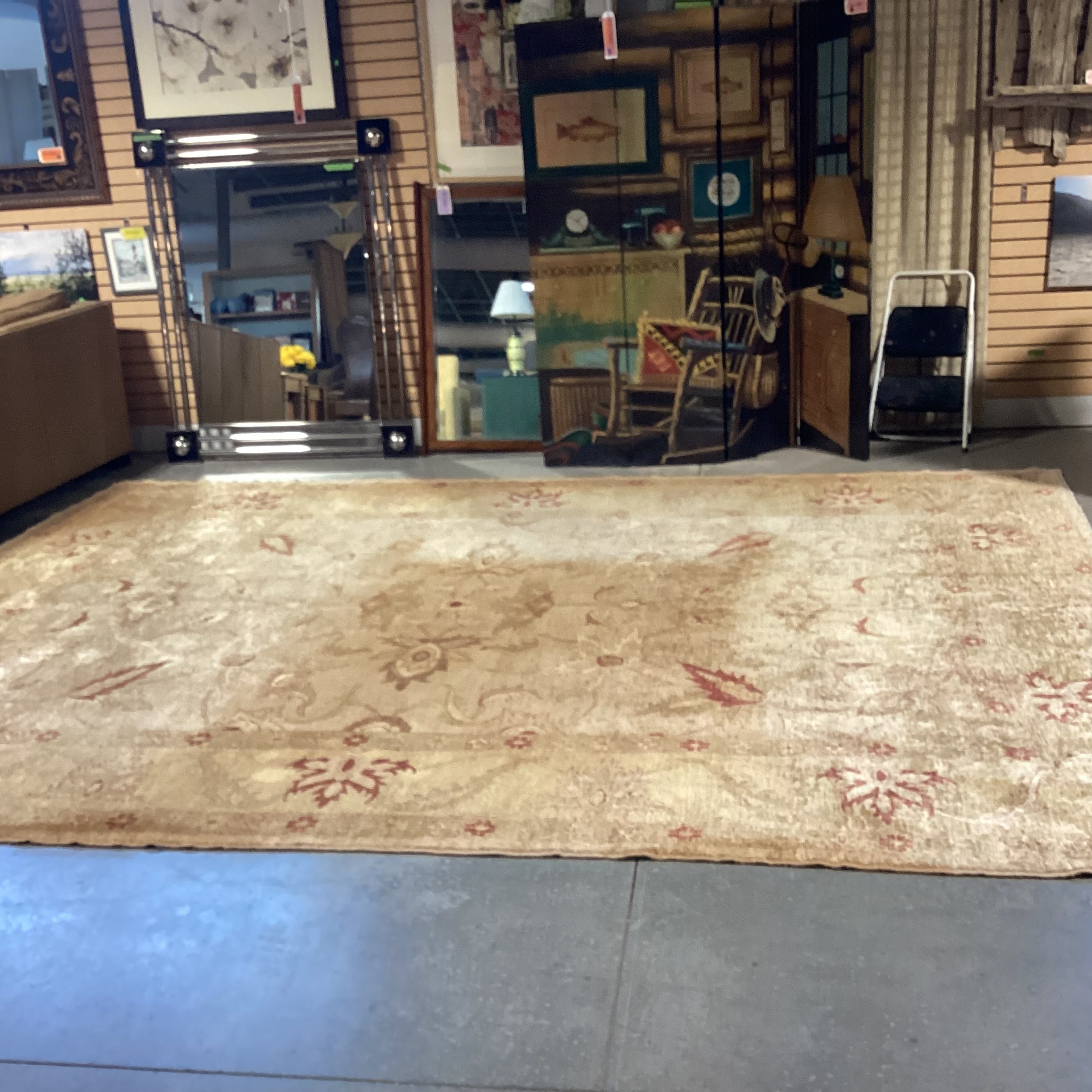 Gold Tan Rust Hand Woven Silky Tufted Wool Rug 10'1"x 13'4"