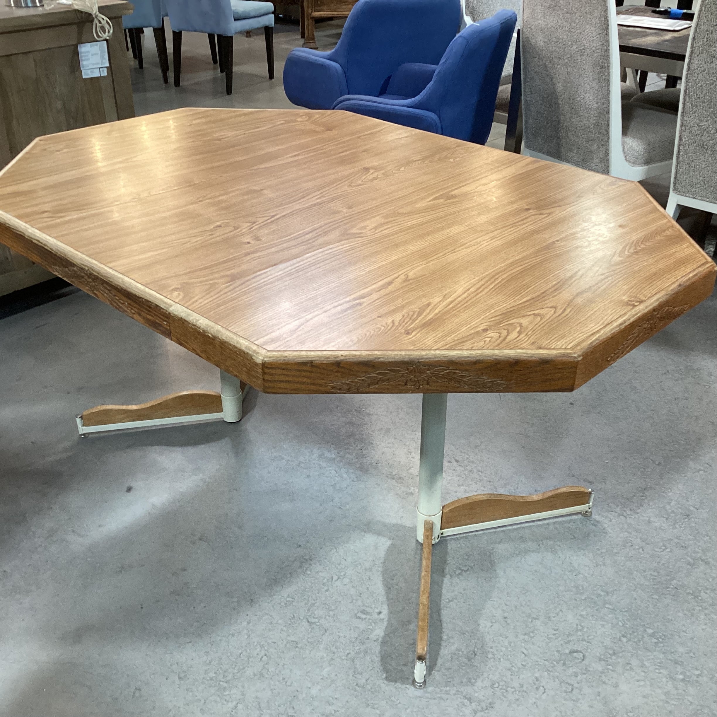 Vintage Wood Style Laminate Wood &Metal 1 Leaf Dining Table 60"x 42"x 29"