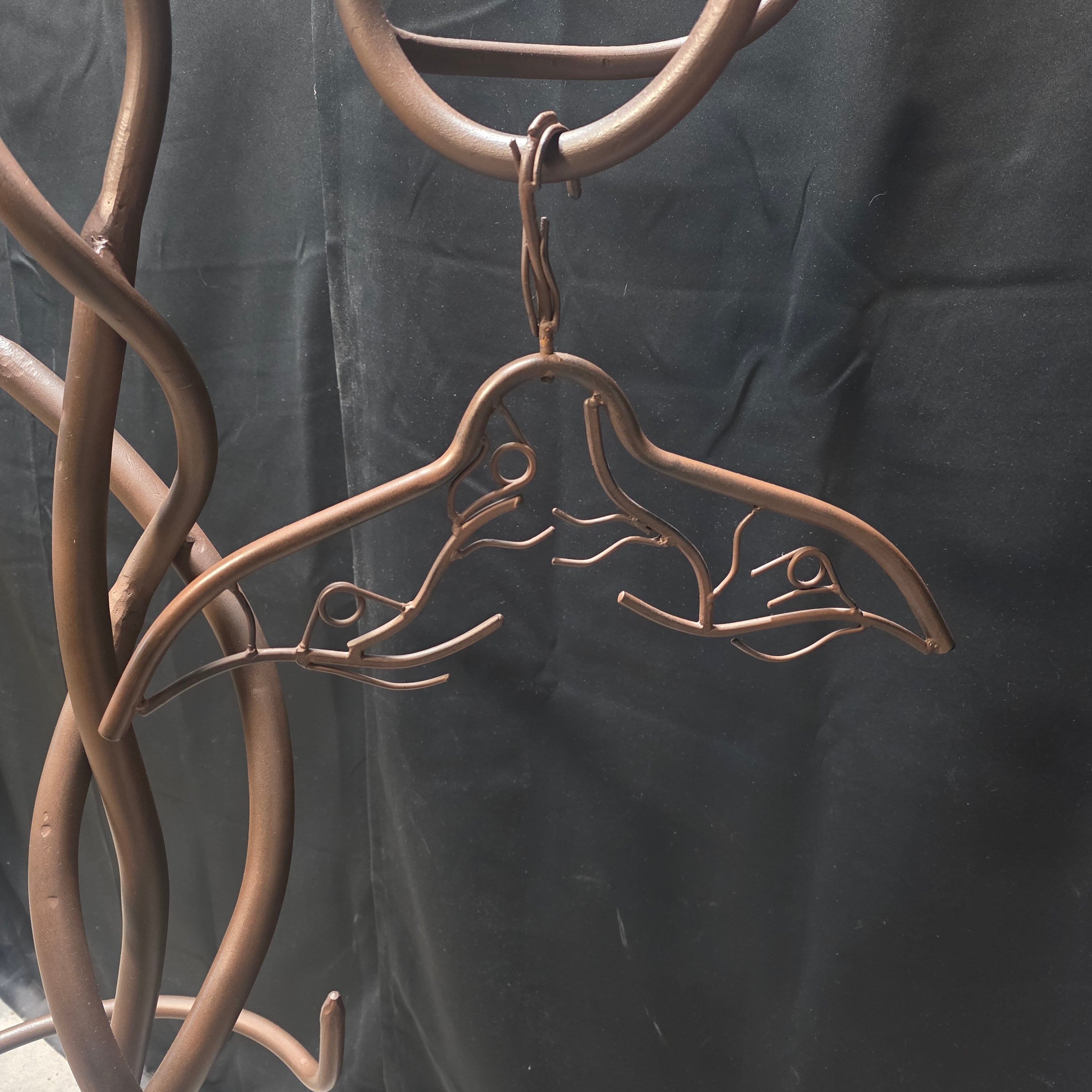 Sculptural Wrought Iron Tree Coat Rack with Artistic Hangers - Heavy artisan Statement Piece 34"x24"x79"
