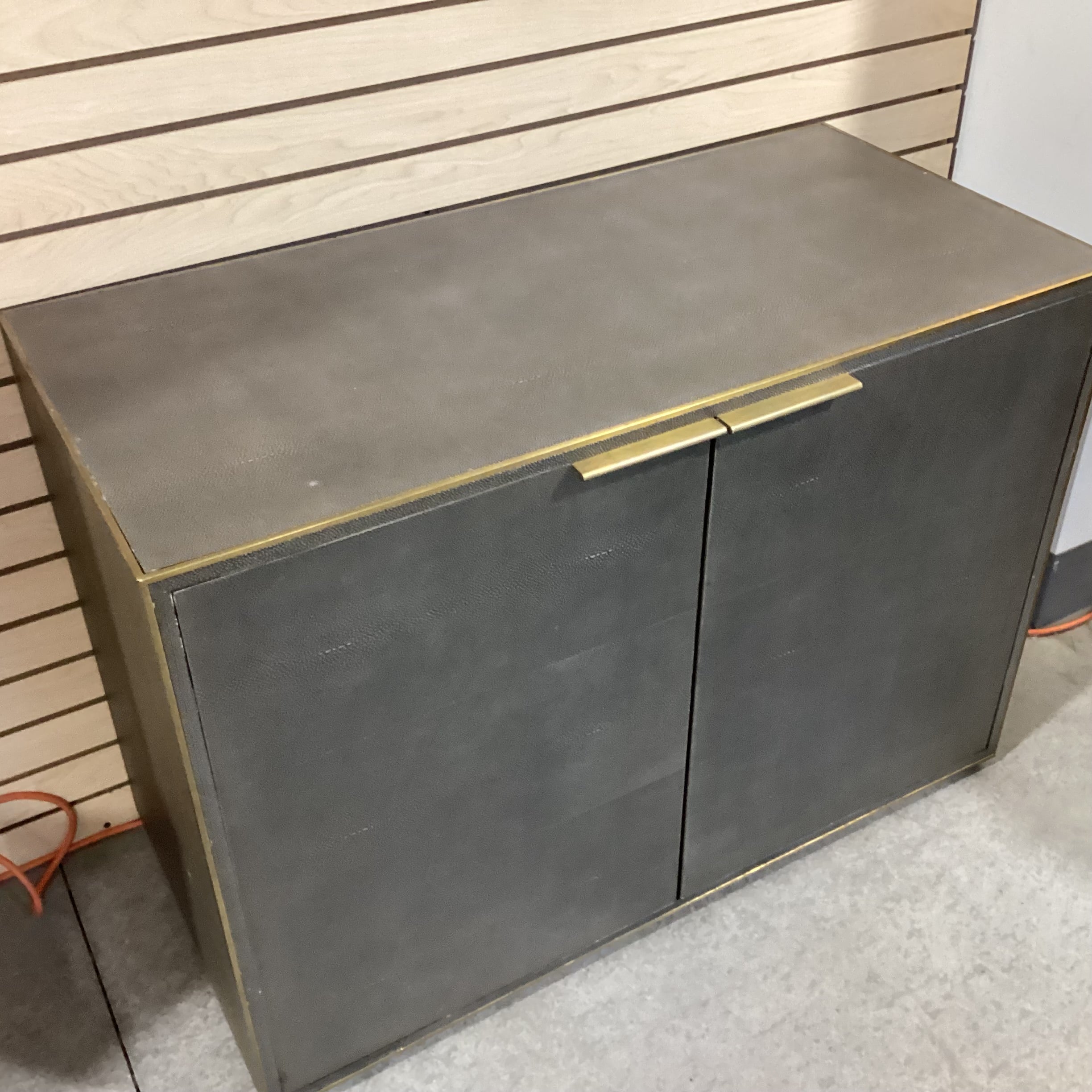 Restoration Hardware Saunderson Shagreen & Brass Cabinet Console 42"x 21"x 30.5"