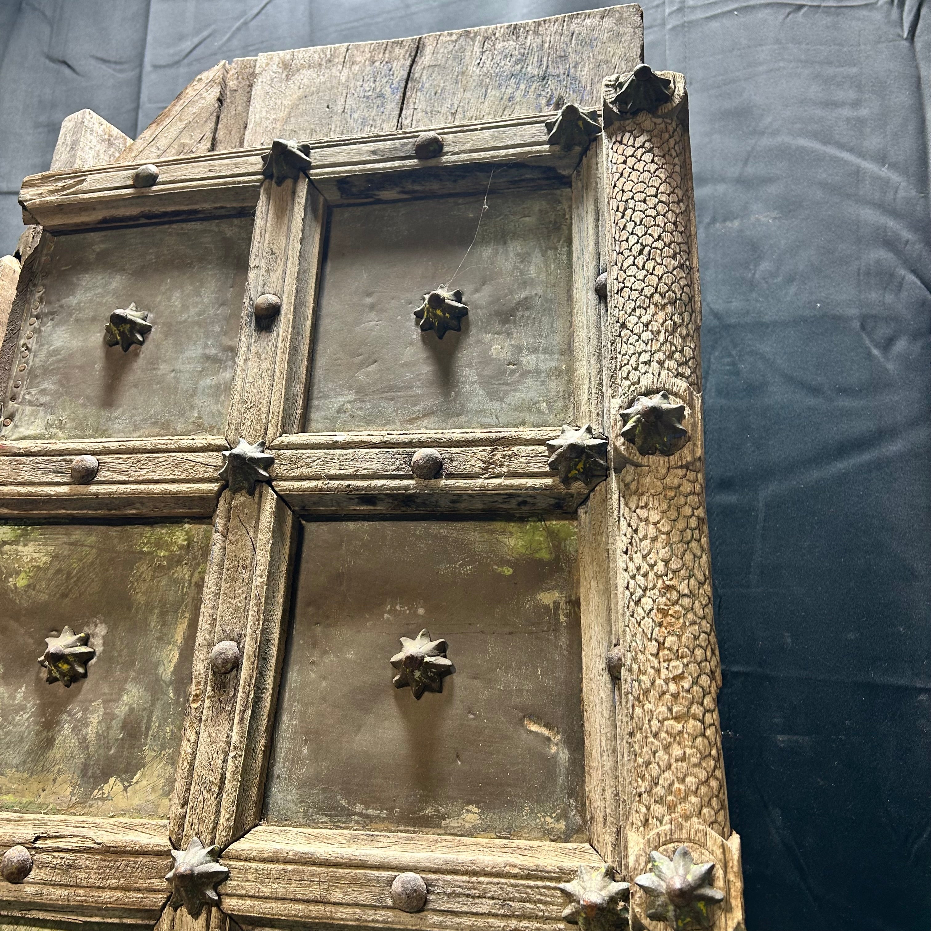 Antique Tibetan / Indian Hinged Gate Doors With Iron & Copper Hardware 30.5"x 92" Each Door