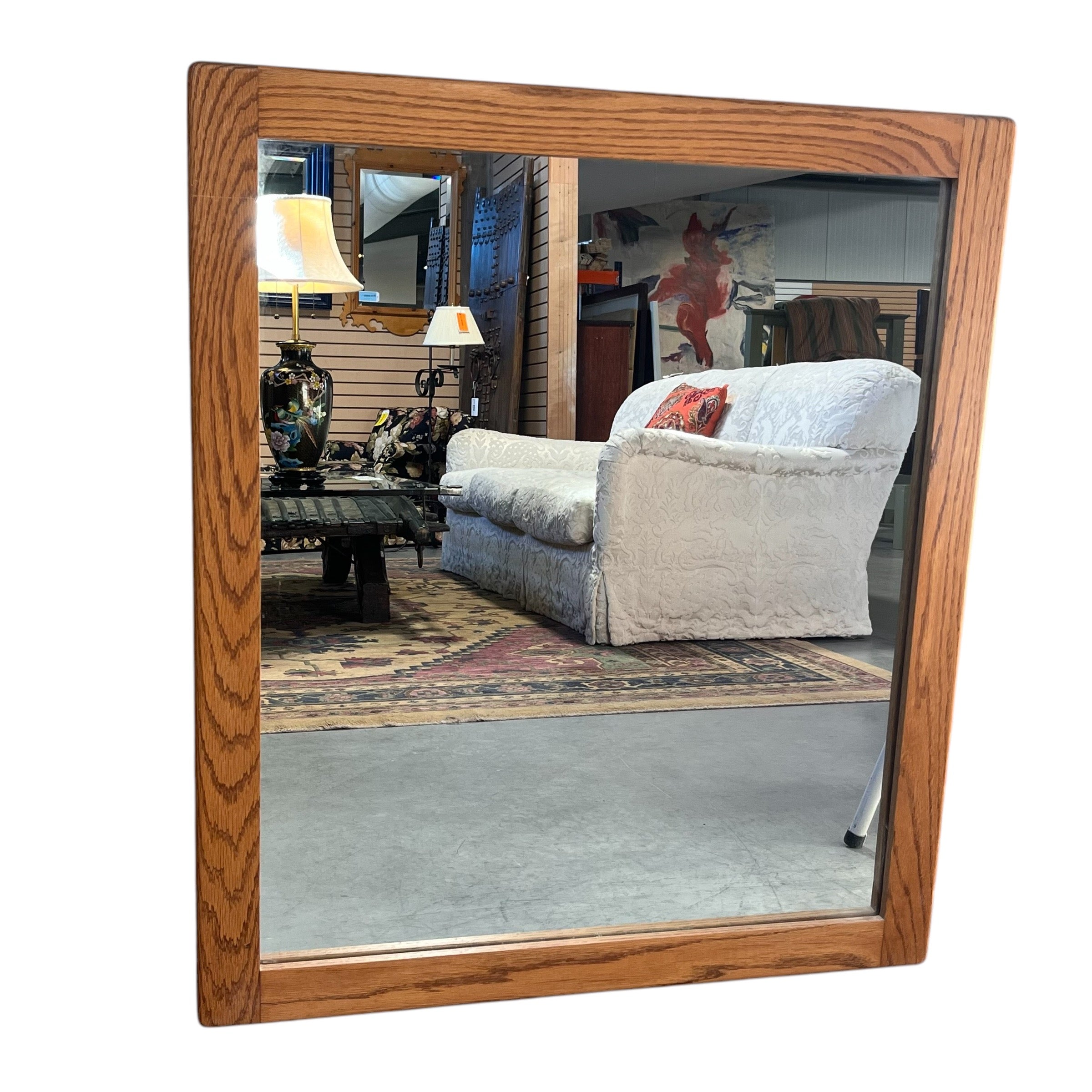 Sturdy Oak Wall Mirror; 34"x 39.5"