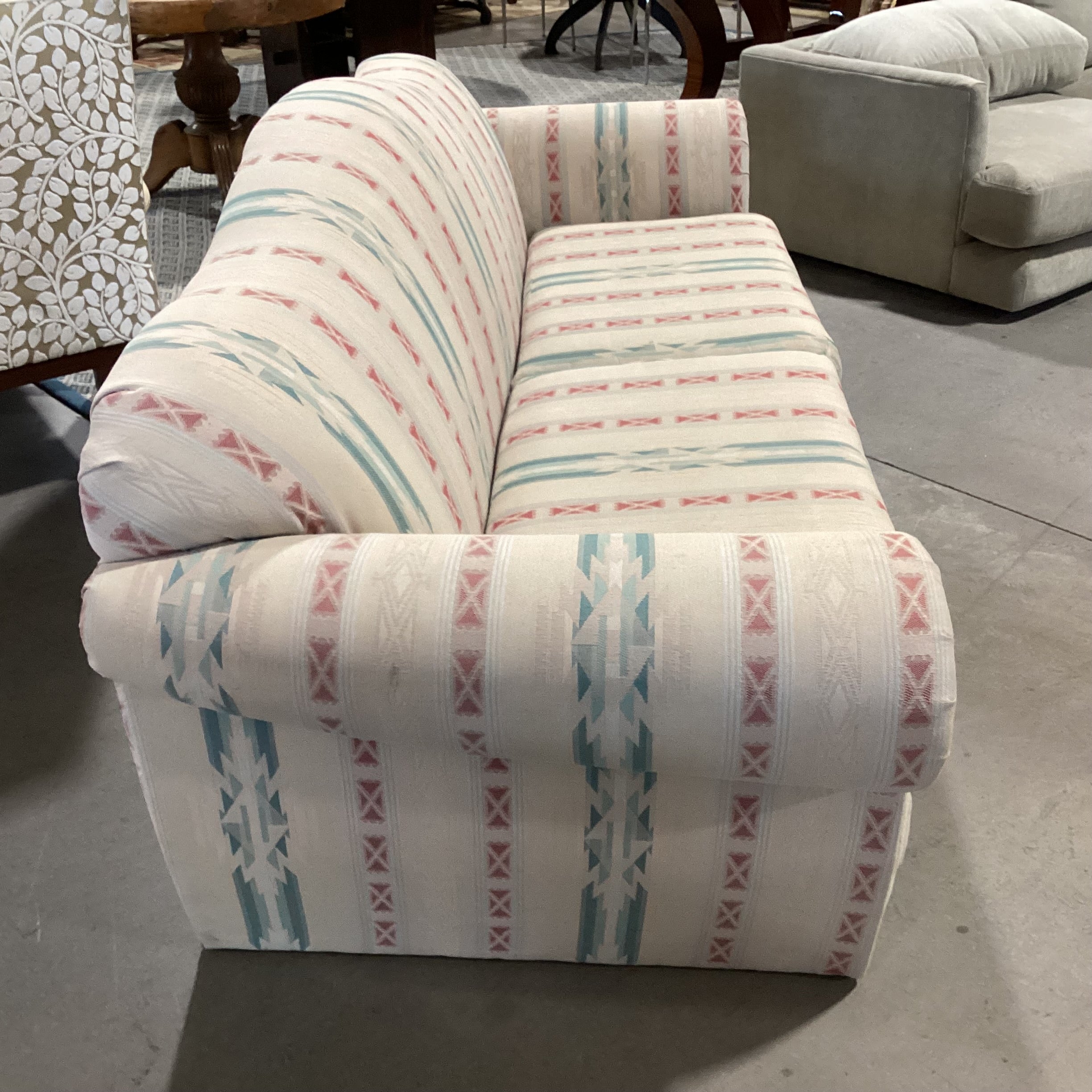 International Furniture Cream Red Green Southwest Sofa 92"x 36"x 35"