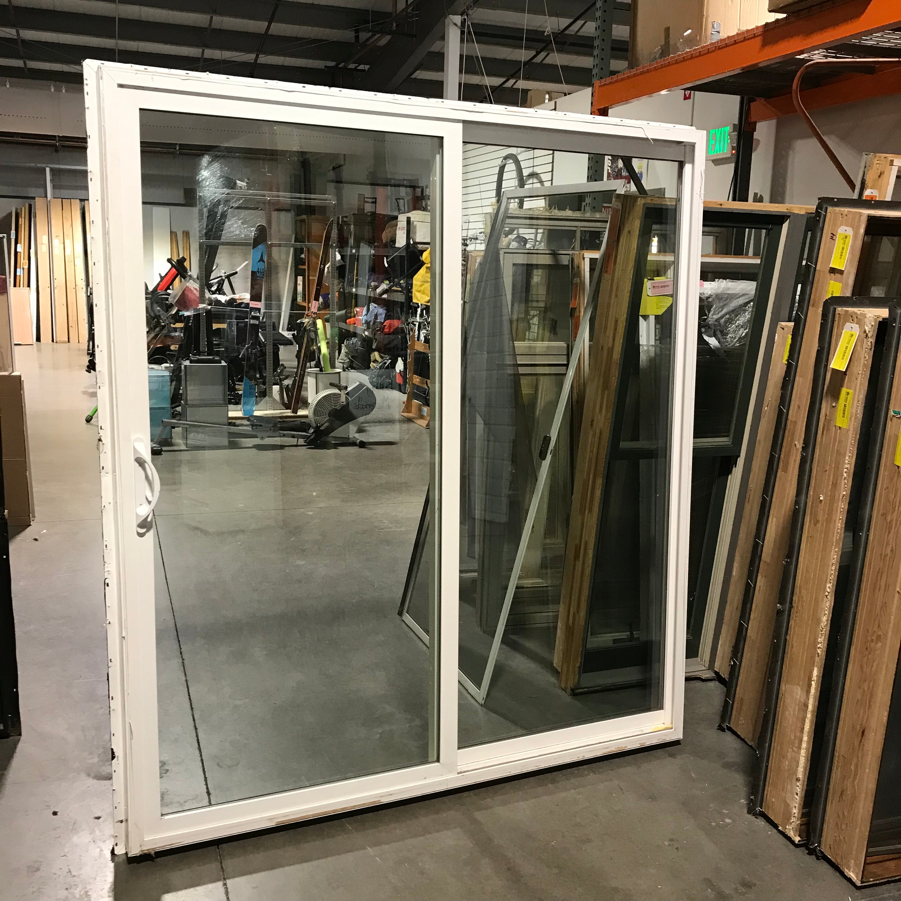 71.5"x 79.25"x 3" Rough Opening White Composite Sliding Glass Door