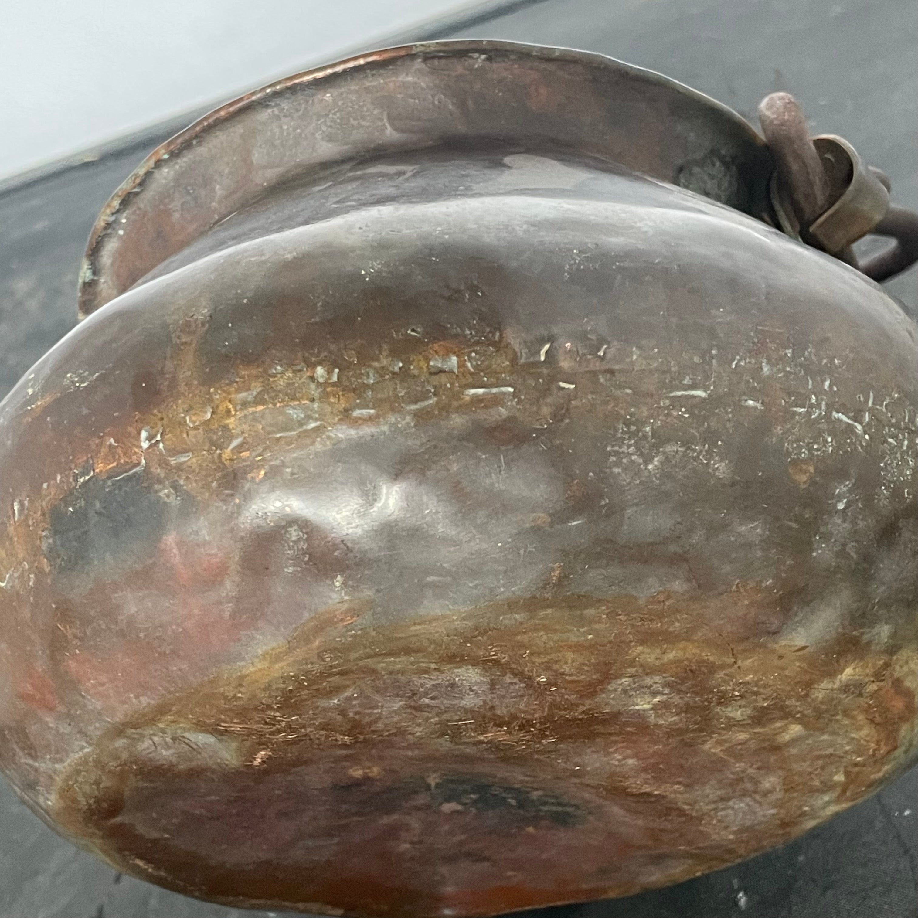 Antique Copper Cooking Pot, 9"x 5.5"