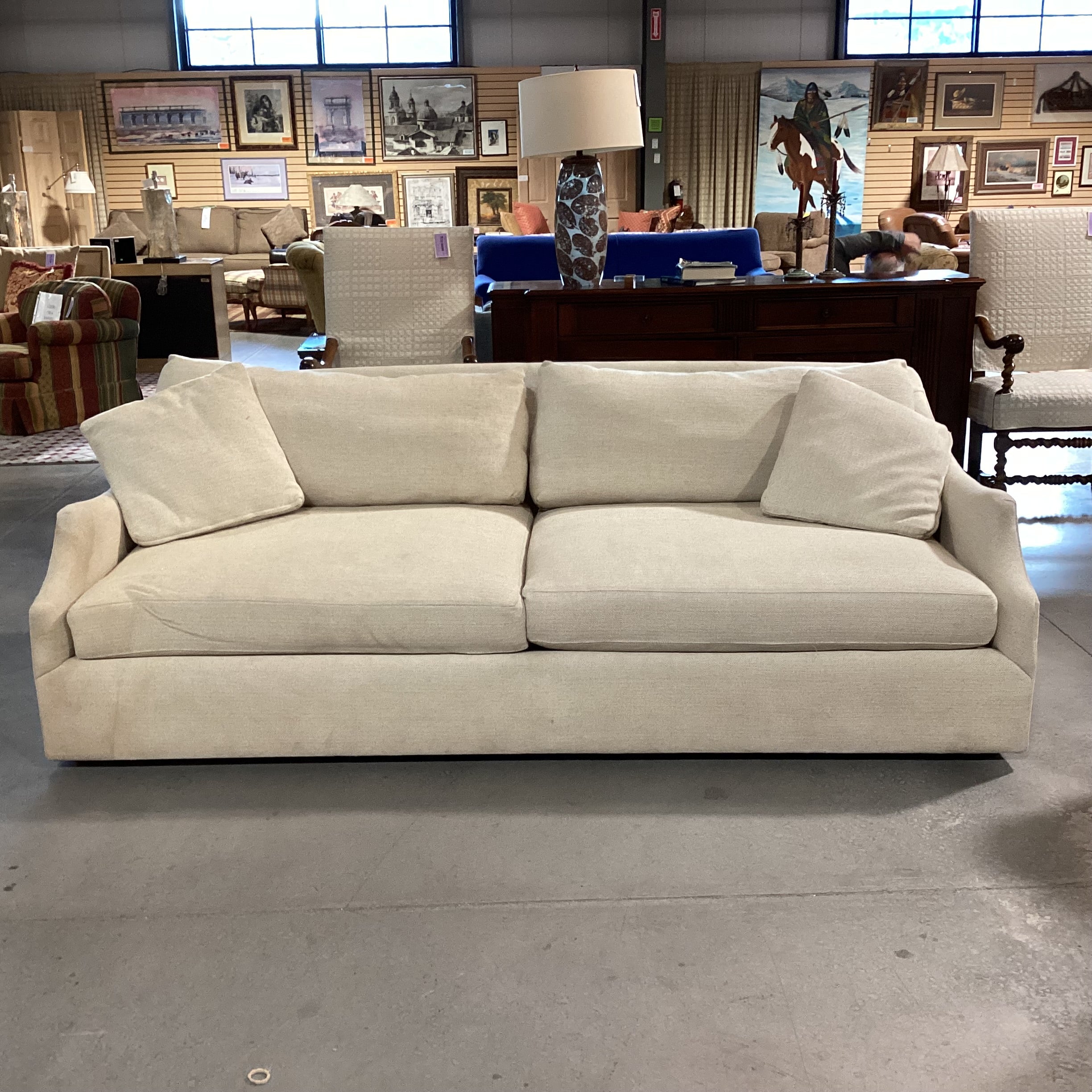 Arhaus Ivory Woven Slope Arm & Down Sofa 92"x 46"x 31"