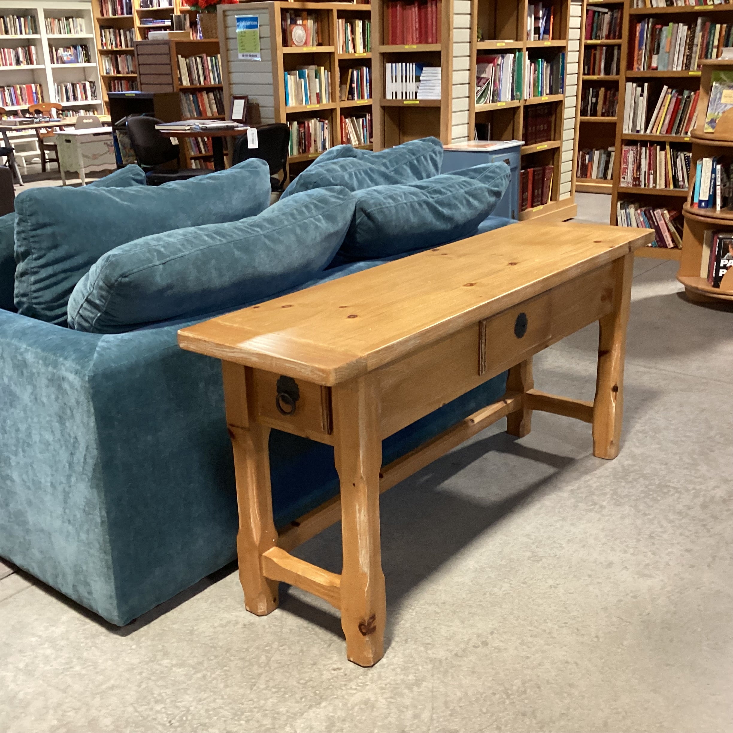 Tomlinson Furniture Rustic Distressed Pine 3 Drawer Sofa Table 60"x 17"x 28.5"