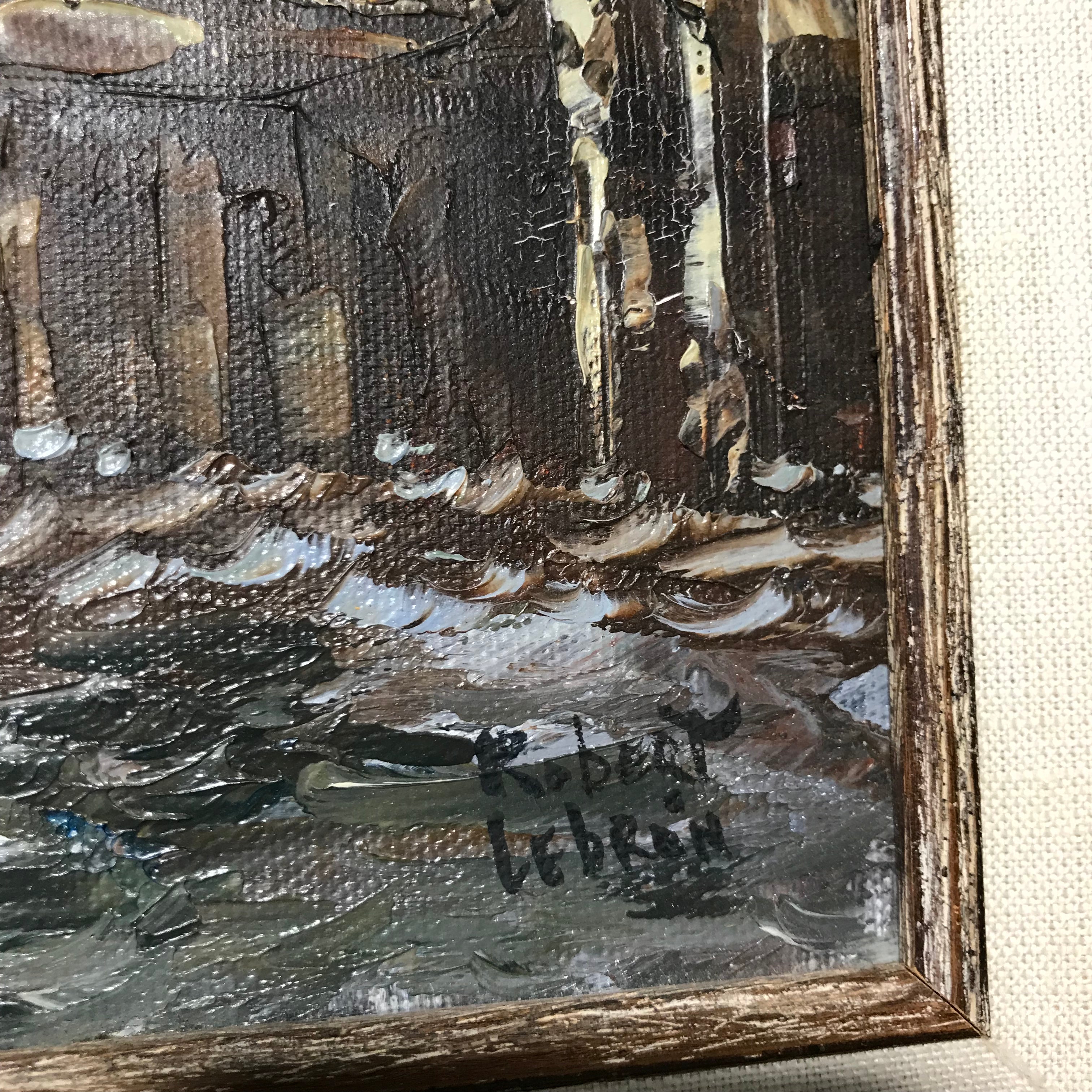 Robert Lebron Original Oil Painting Marina Scene Signed and Framed Wall Decor 32"x 26"