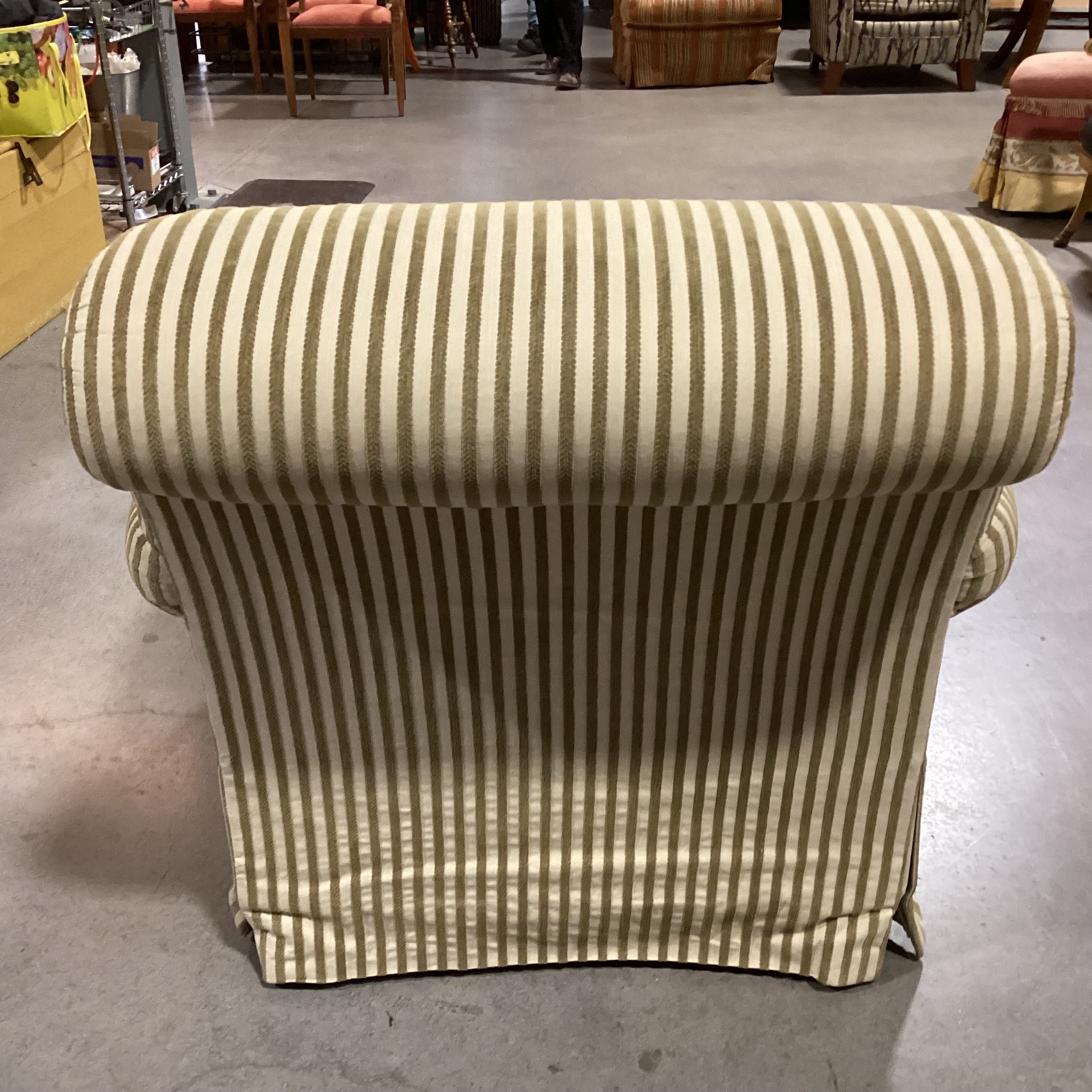 J J Custom Gold & Sage Raised Braided Stripe Down Mix Upholstered Chair 40"x 42"x 35"