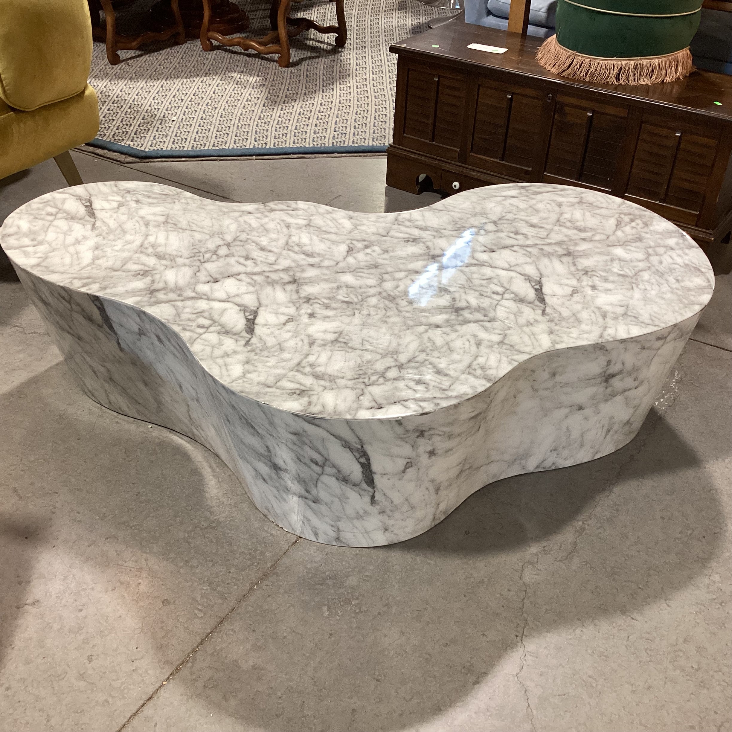 Sunpan Ava Sculpted Concrete with Overlaid Marble Look Finish Coffee Table 60"x 36"x 14.5"