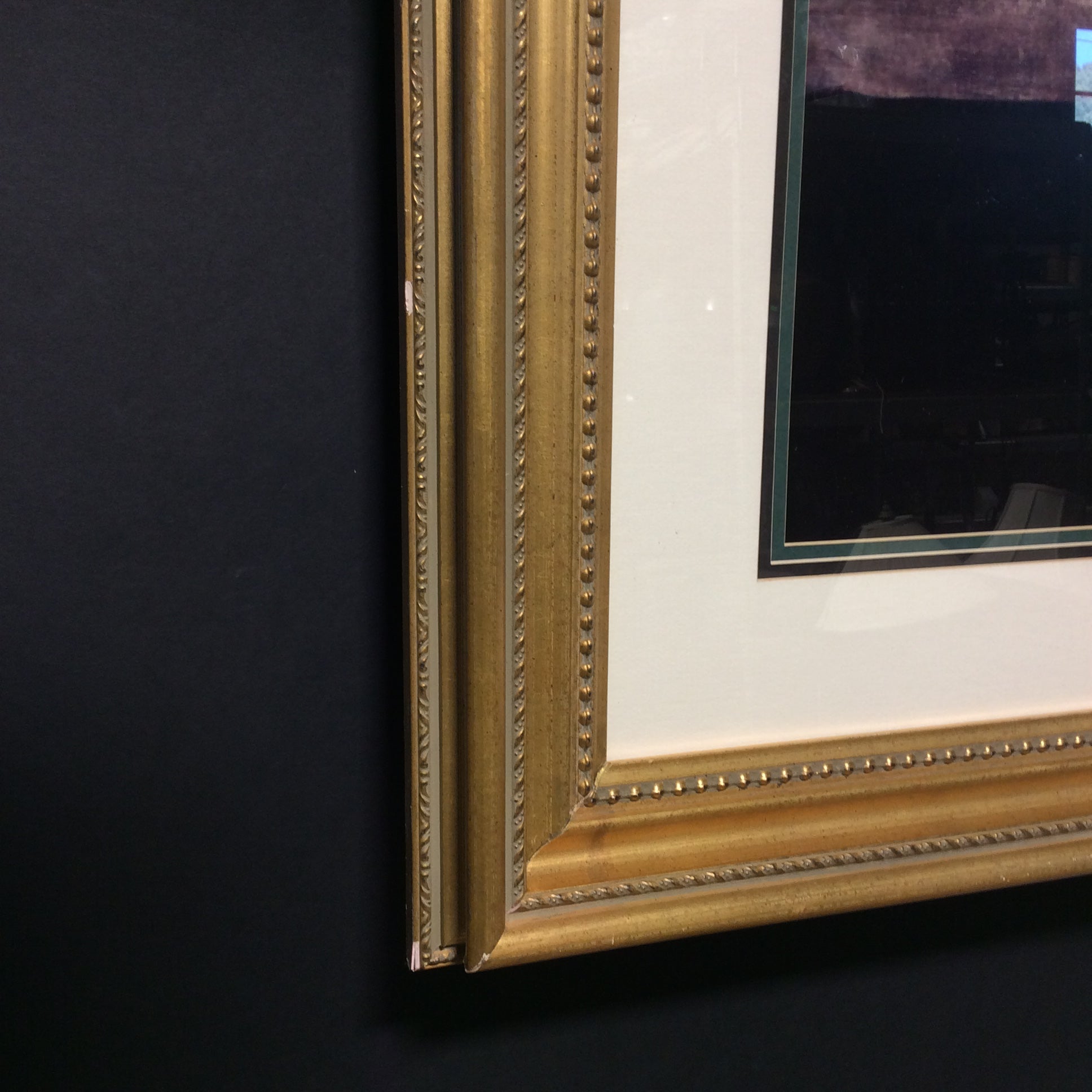 Japanese Floral Arrangement Print In Gold Plexiglass Frame 57" x 42"