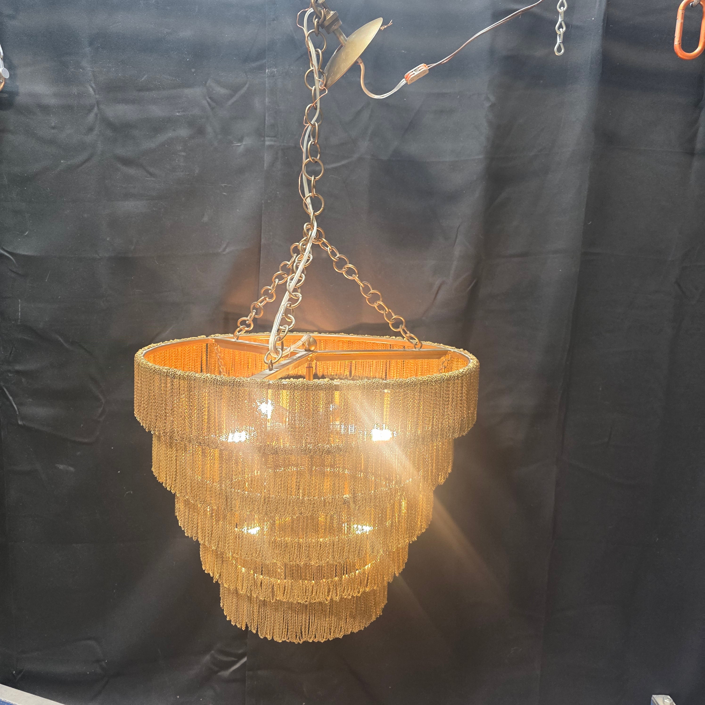 Hollywood Style Vintage Tissot Chain Chandelier 22" D x 17"
