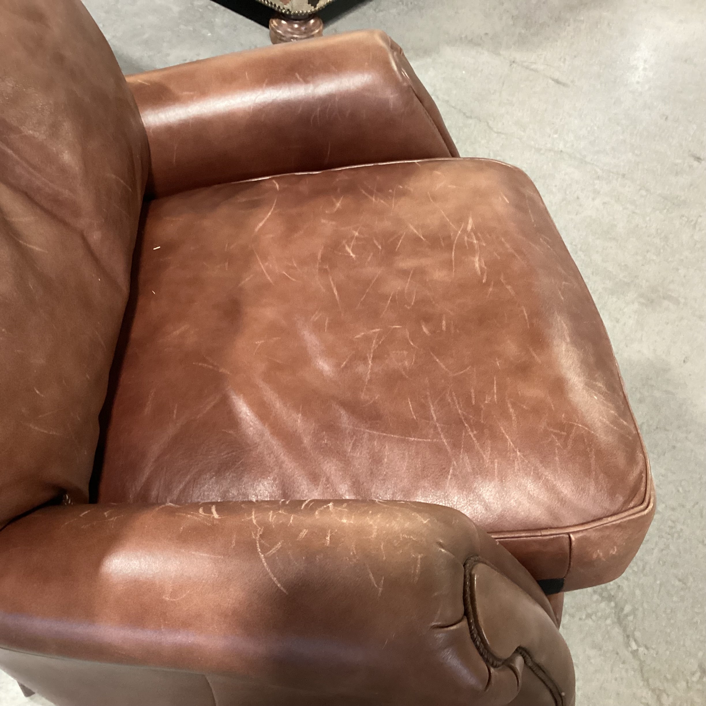 Cibola Furniture Brown Leather Front Casters Chair 36"x 28"x 30"