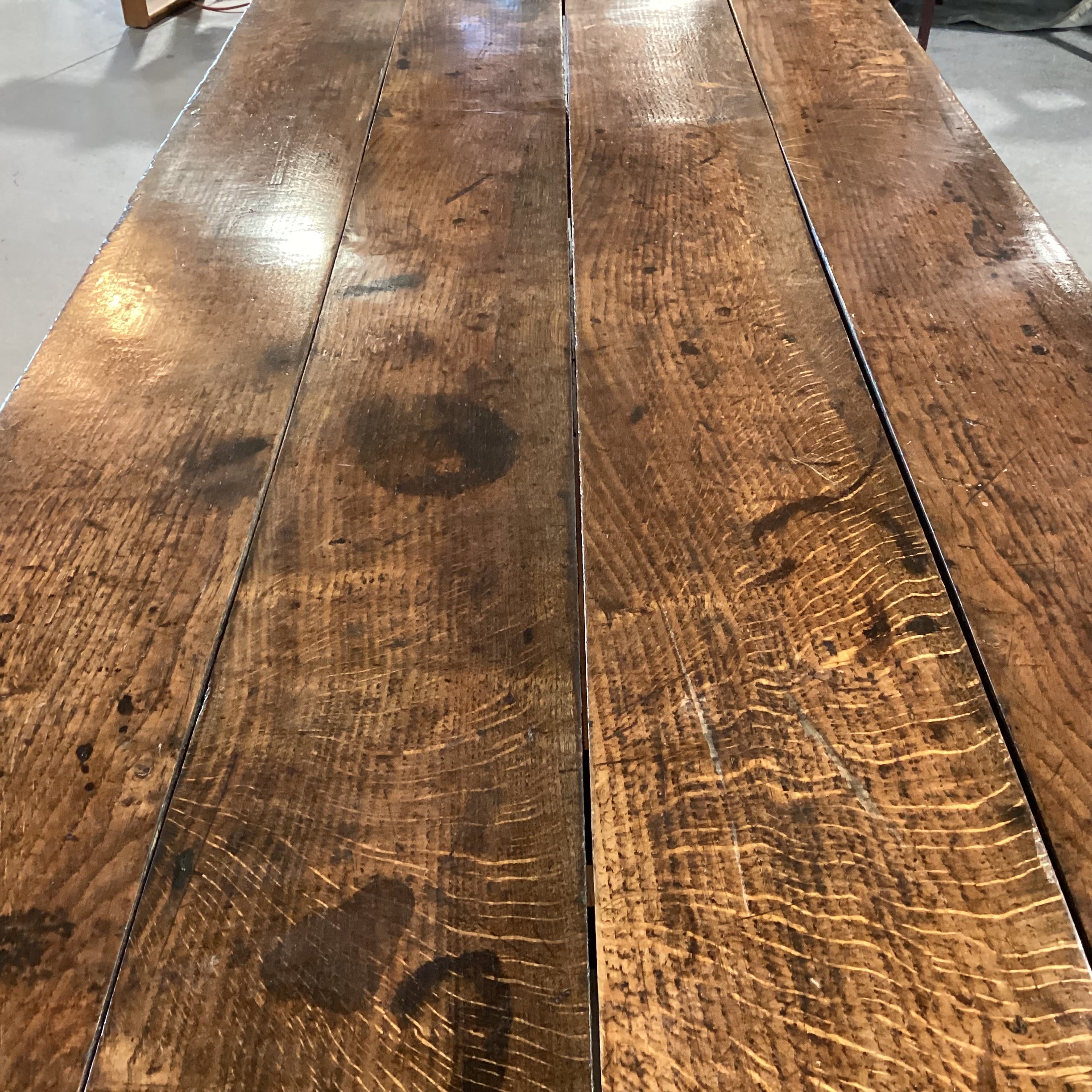 Antique Oak & Pine with Top From 1700s Carved Base From 1800s Tavern Dining Table 100"x 31.5"x 30.5"