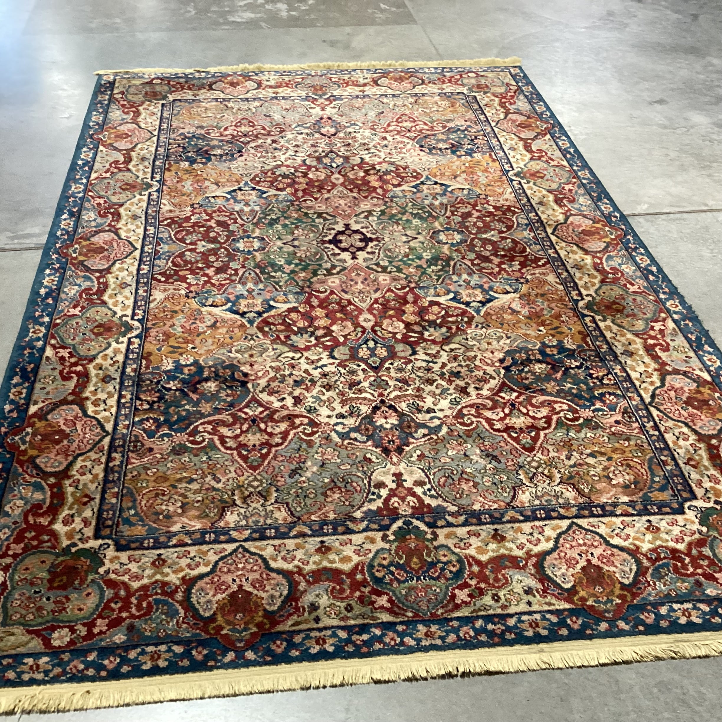 Karastan Samovar Teawash Tan Red Blue Green Wool Rug 5'9"x 9'