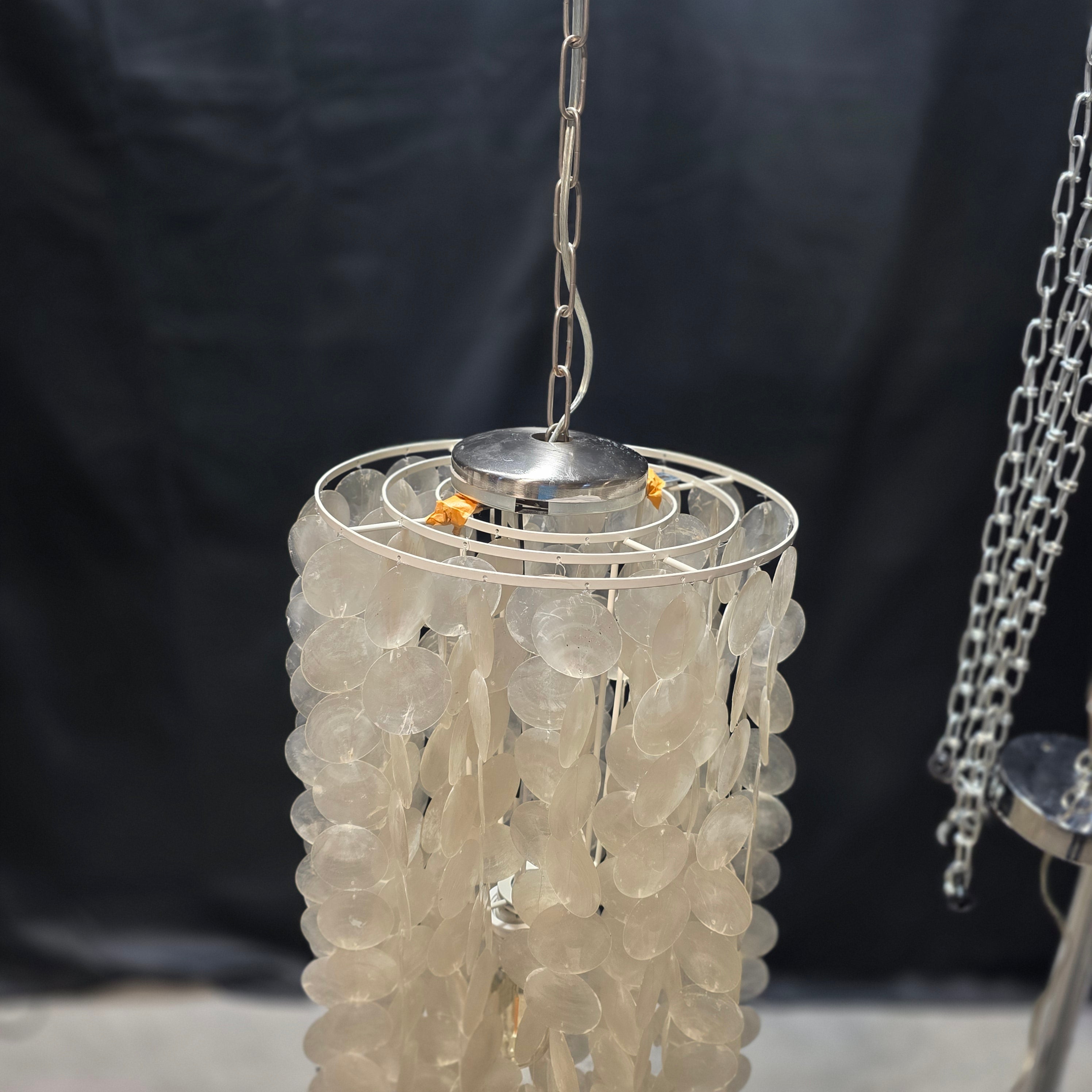 Capiz Shell Single Light Chandelier 12"Dx36"