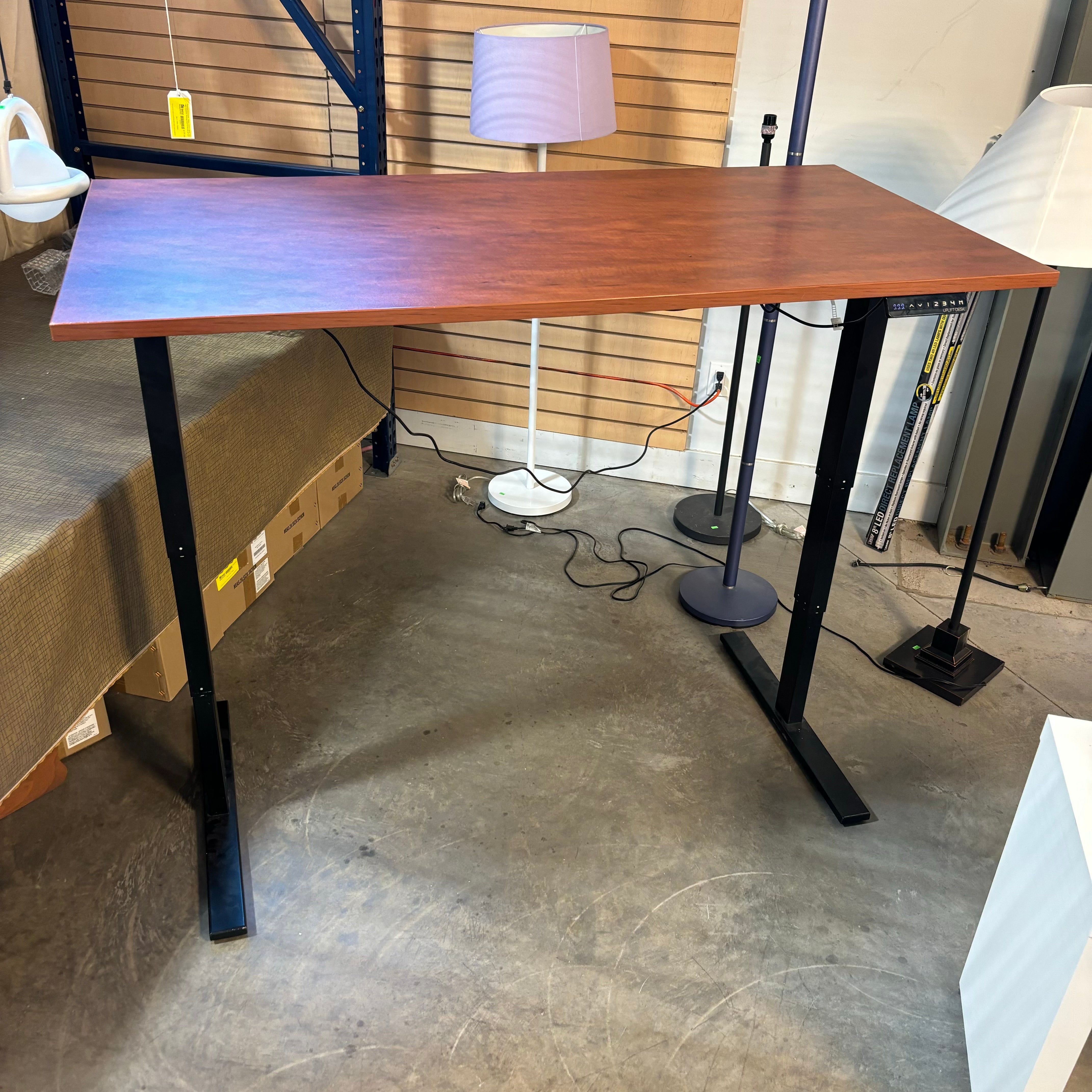 Uplift Red Wood Veneer Style  Adjustable Height Standing Desk 60"x 30"x 24" to 50"