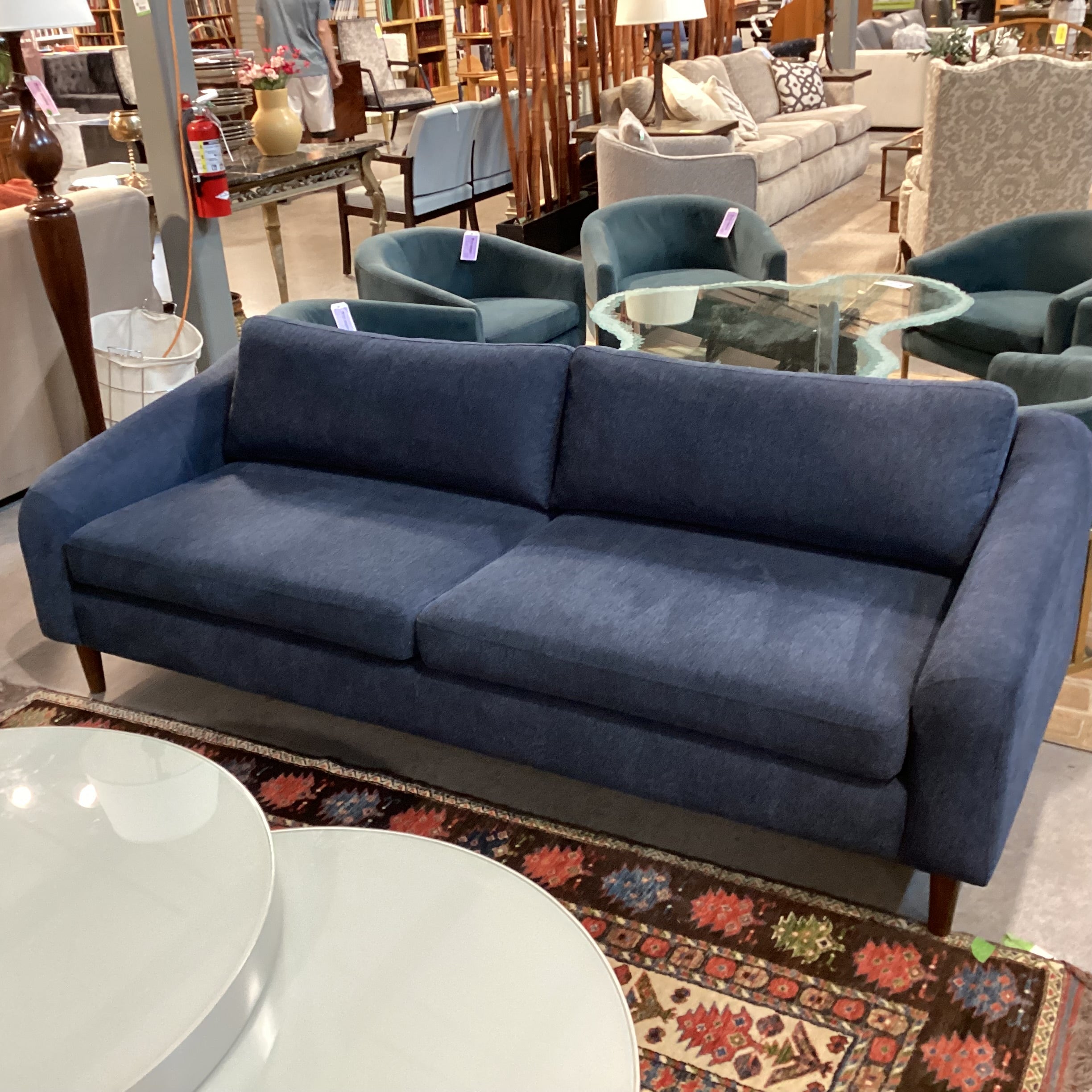 Falkon Furniture Mid Century Style Royal Blue Woven Sofa 86"x 35"x 28"