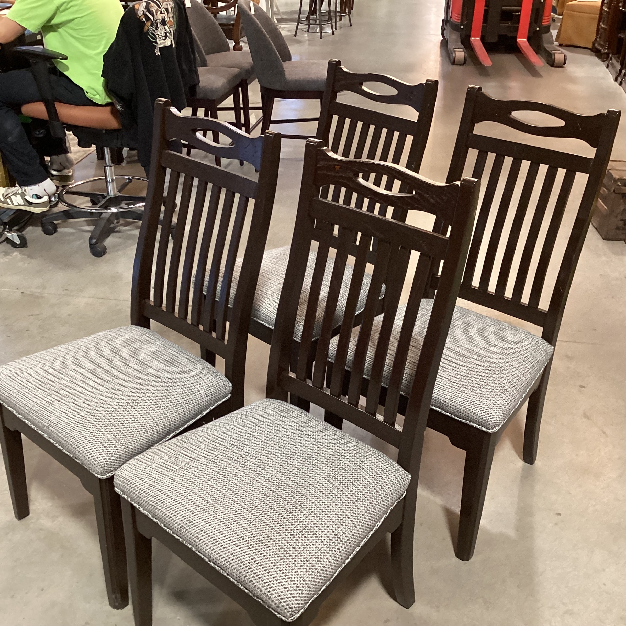 SET of 4 Dark Finish with Grey Woven Seat Dining Chairs 21"x 23"x 41"