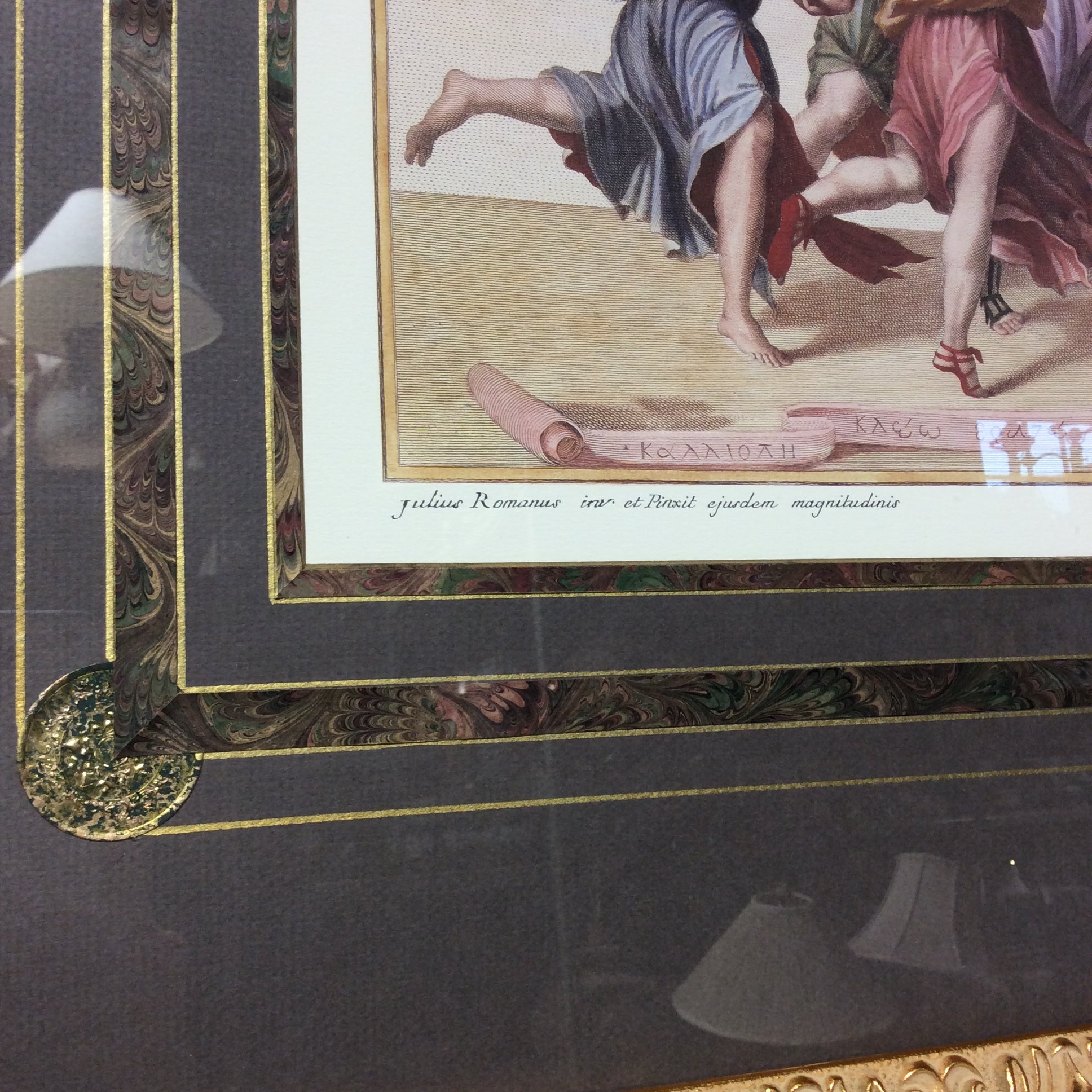 Julius Romanus "Dance Of The Muses" Print In An Ornate Frame 39 1/2" x 29 1/2"