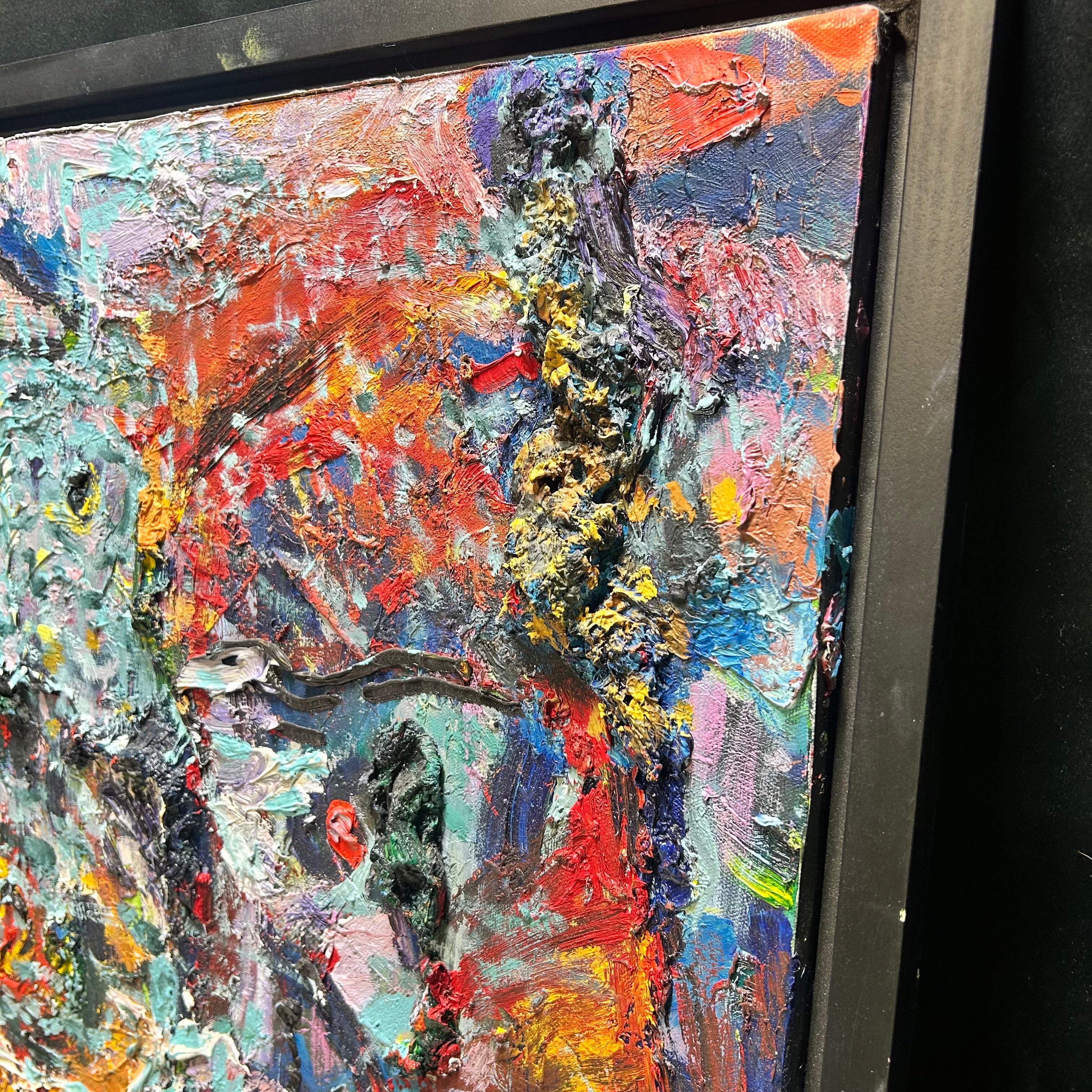 Highly Textured & Abstract Vibrant Oil On Canvas 24.5"x 30.5"