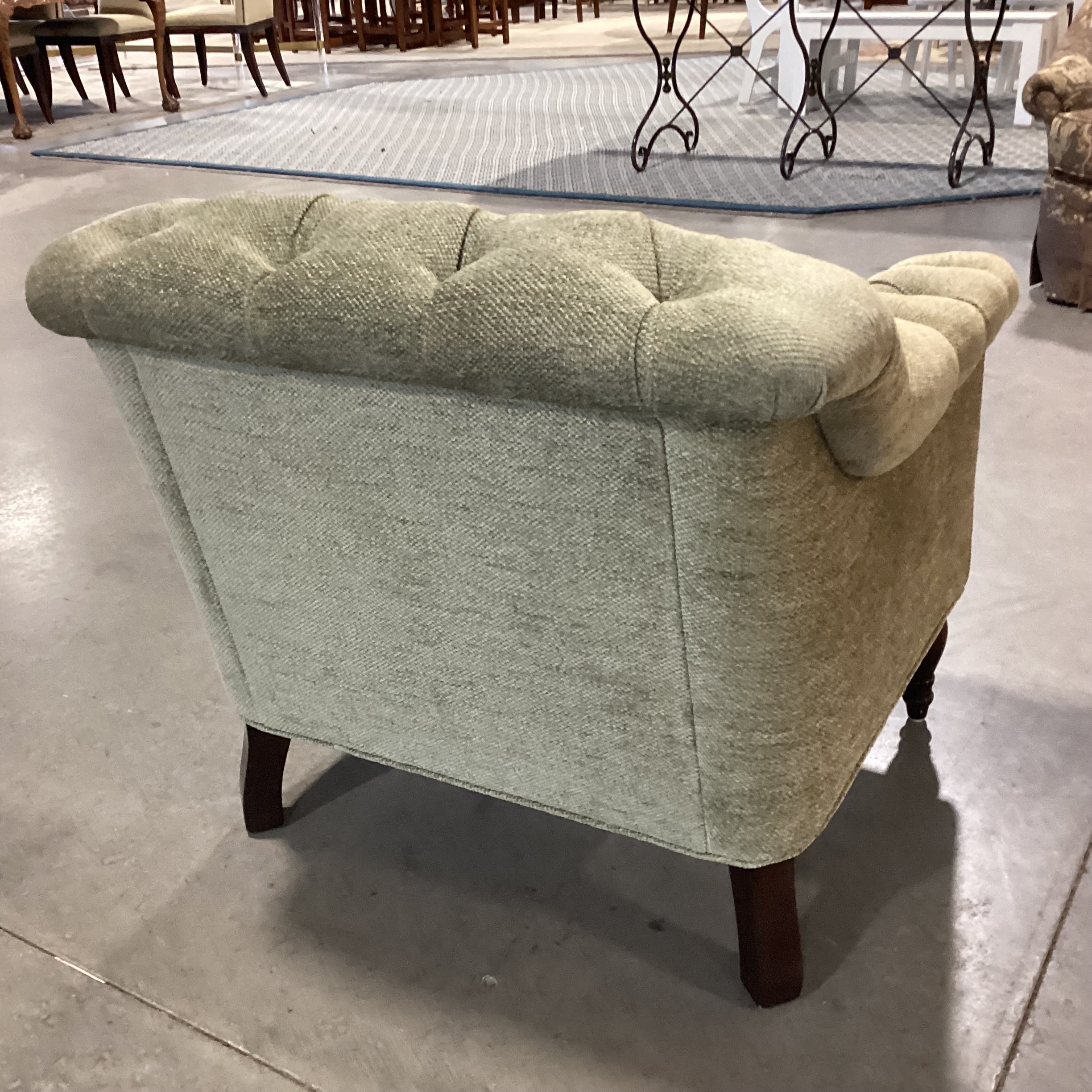 JJ Custom Sage Woven Chenille Tufted Chair 32"x 32"x 32"